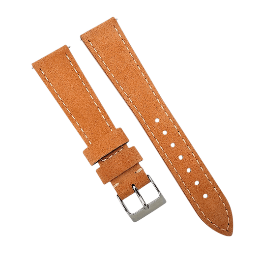 Italian Suede Watch Strap 20mm 22mm Terracotta Orange - Wrist Envy