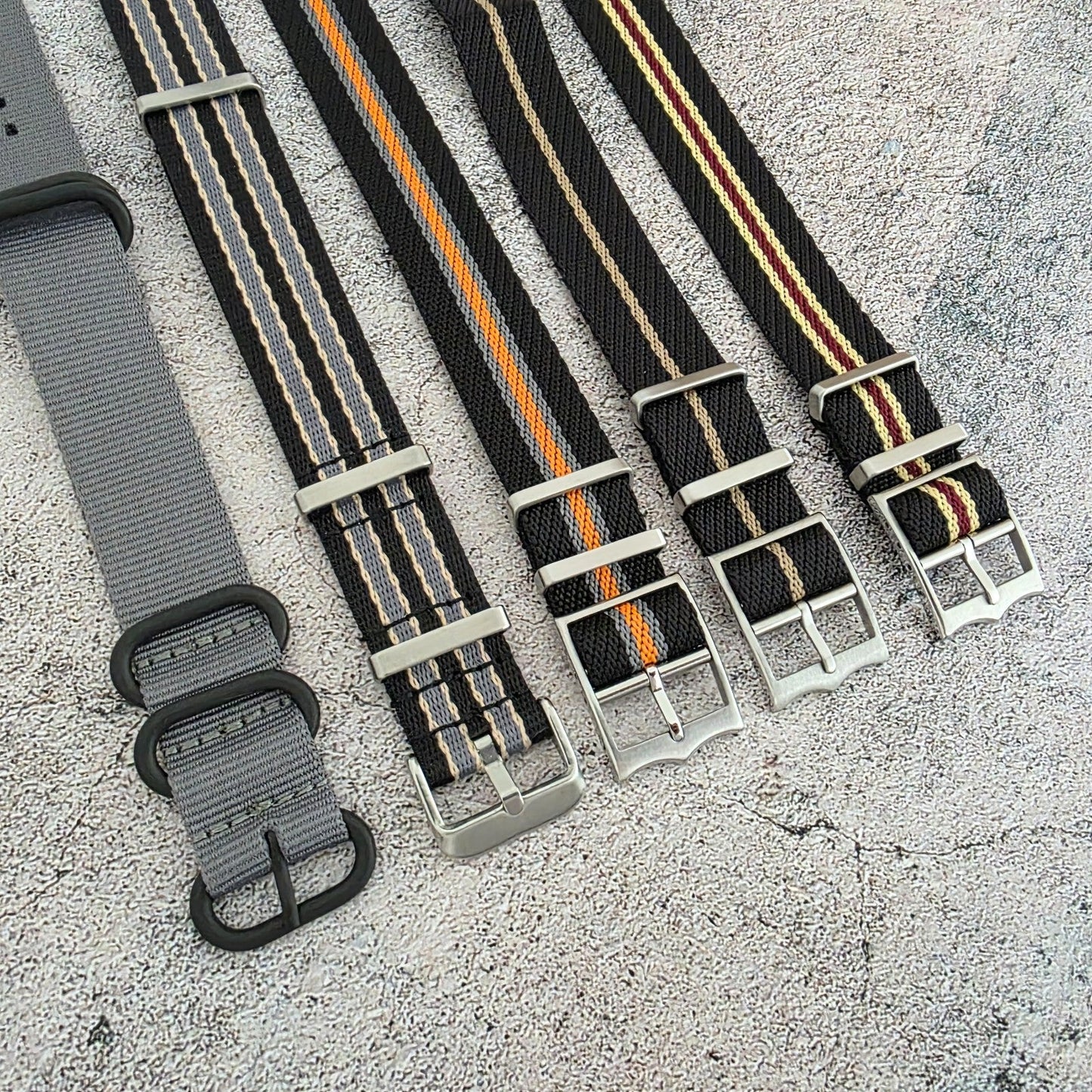 Job Lot of 5 Nylon Watch Straps Bands 20mm Military For Tudor Buckle One Piece - Wrist Envy