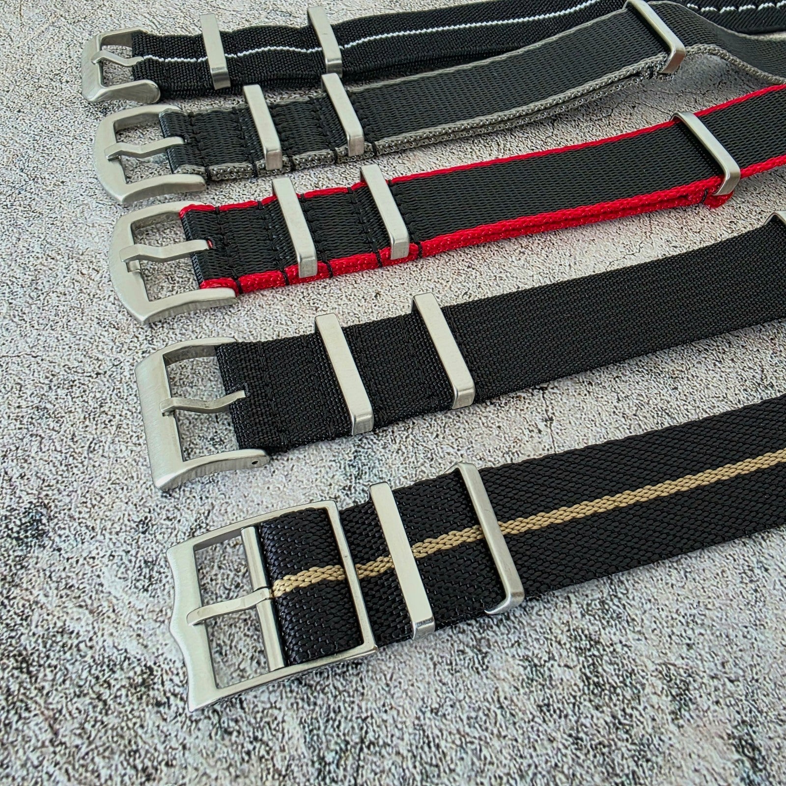 Job Lot of 5 Nylon Watch Straps Bands 22mm Military Black For Tudor Buckle Mens - Wrist Envy
