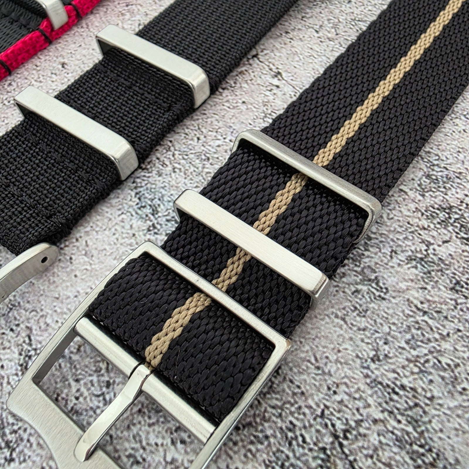Job Lot of 5 Nylon Watch Straps Bands 22mm Military Black For Tudor Buckle Mens - Wrist Envy