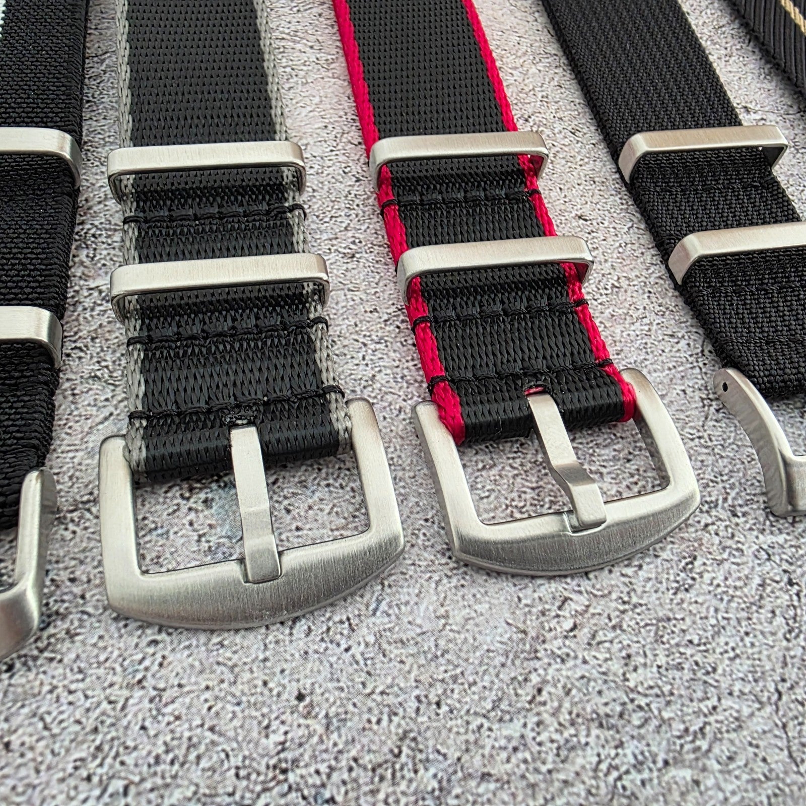 Job Lot of 5 Nylon Watch Straps Bands 22mm Military Black For Tudor Buckle Mens - Wrist Envy