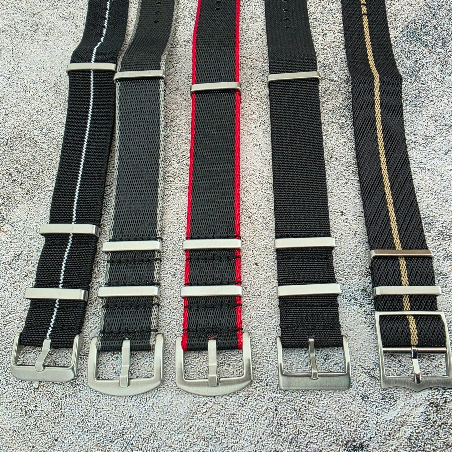 Job Lot of 5 Nylon Watch Straps Bands 22mm Military Black For Tudor Buckle Mens - Wrist Envy