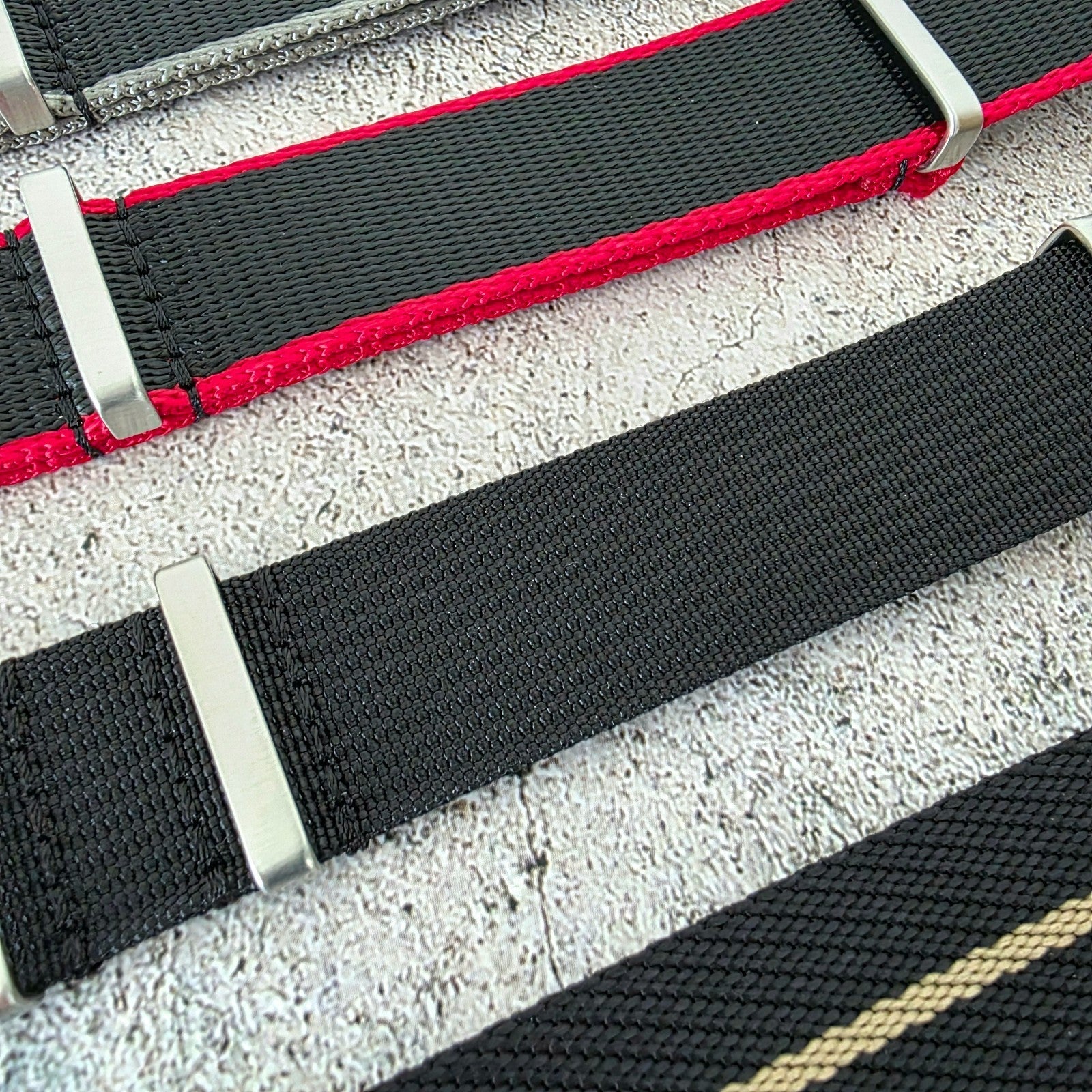 Job Lot of 5 Nylon Watch Straps Bands 22mm Military Black For Tudor Buckle Mens - Wrist Envy