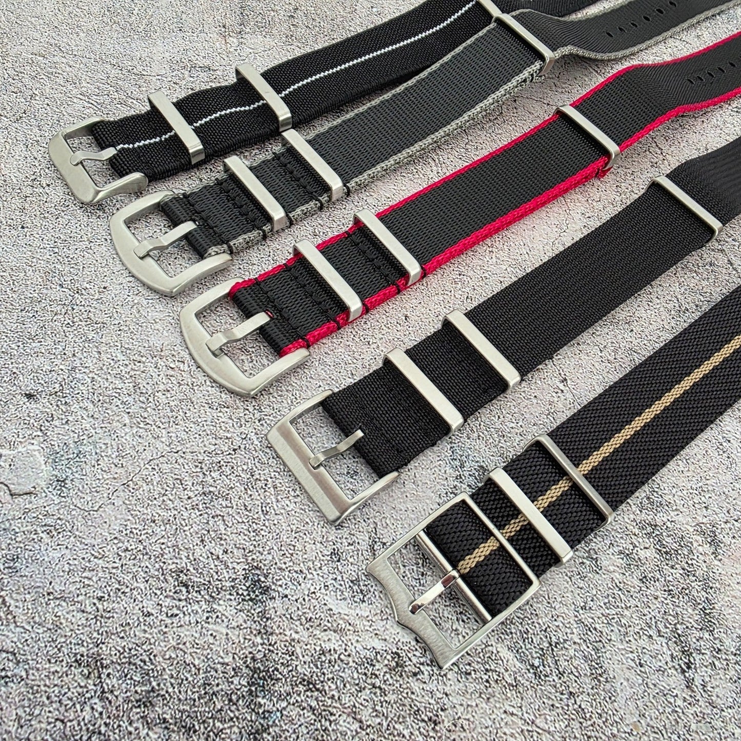 Job Lot of 5 Nylon Watch Straps Bands 22mm Military Black For Tudor Buckle Mens - Wrist Envy