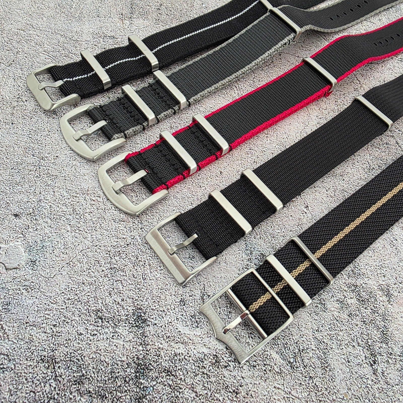 Job Lot of 5 Nylon Watch Straps Bands 22mm Military Black For Tudor Buckle Mens - Wrist Envy