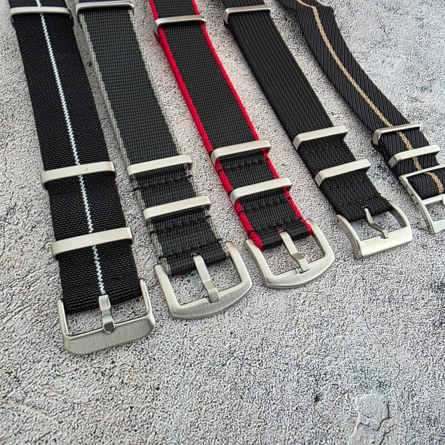 Job Lot of 5 Nylon Watch Straps Bands 22mm Military Black For Tudor Buckle Mens - Wrist Envy