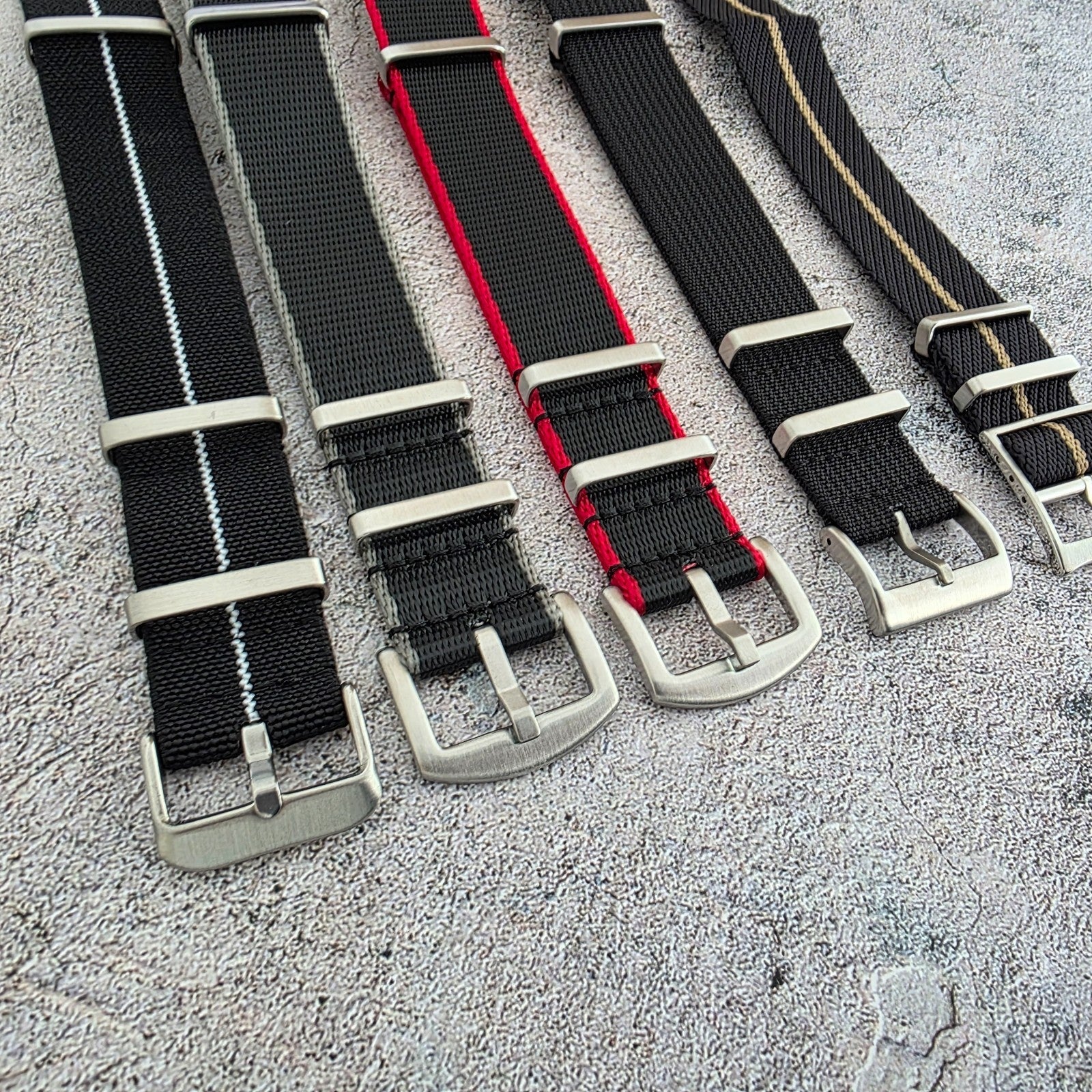 Job Lot of 5 Nylon Watch Straps Bands 22mm Military Black For Tudor Buckle Mens - Wrist Envy