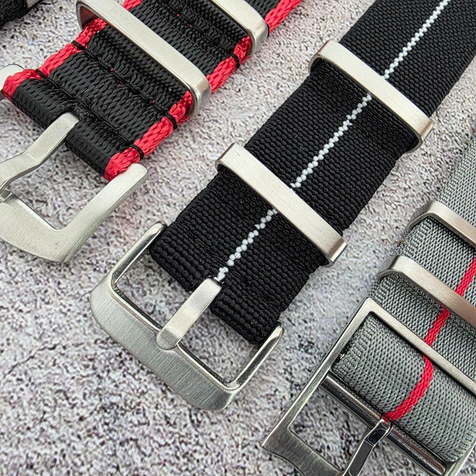 Job Lot of 5 Nylon Watch Straps Bands 22mm Military Black Red For Tudor Buckle - Wrist Envy