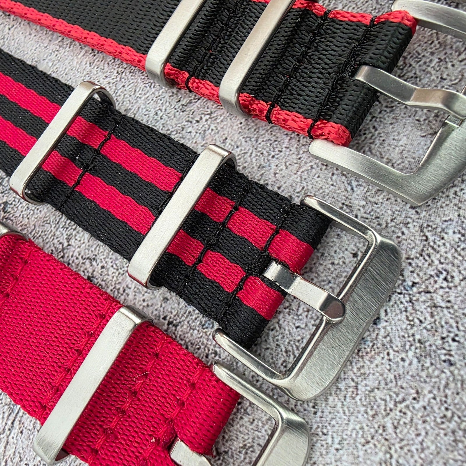 Job Lot of 5 Nylon Watch Straps Bands 22mm Military Black Red For Tudor Buckle - Wrist Envy