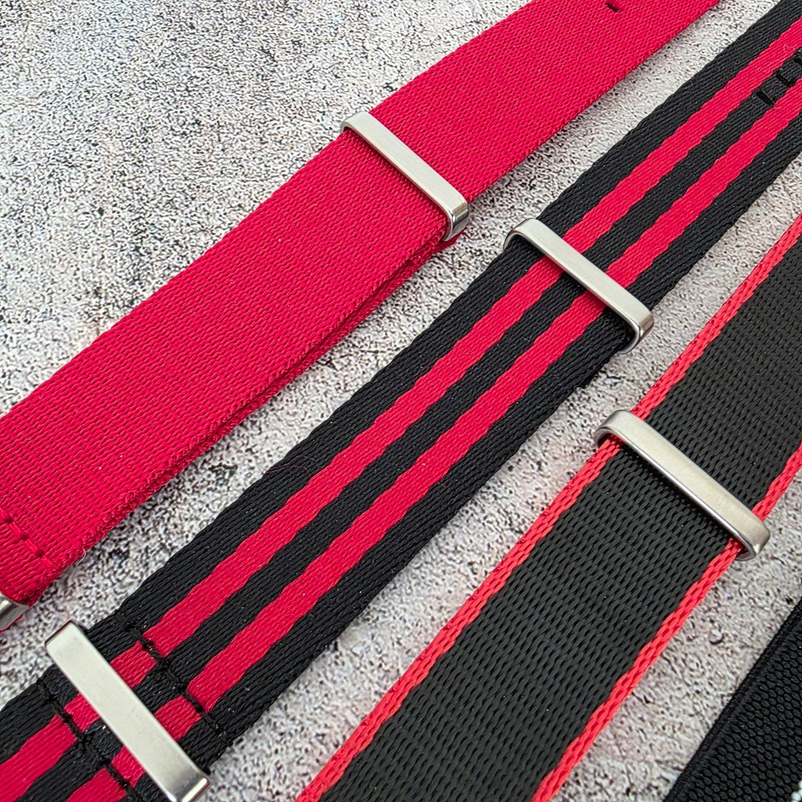 Job Lot of 5 Nylon Watch Straps Bands 22mm Military Black Red For Tudor Buckle - Wrist Envy