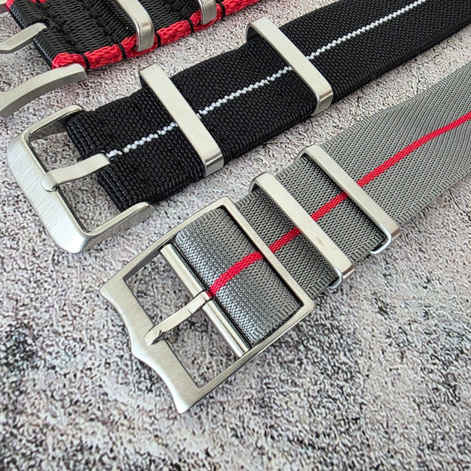 Job Lot of 5 Nylon Watch Straps Bands 22mm Military Black Red For Tudor Buckle - Wrist Envy