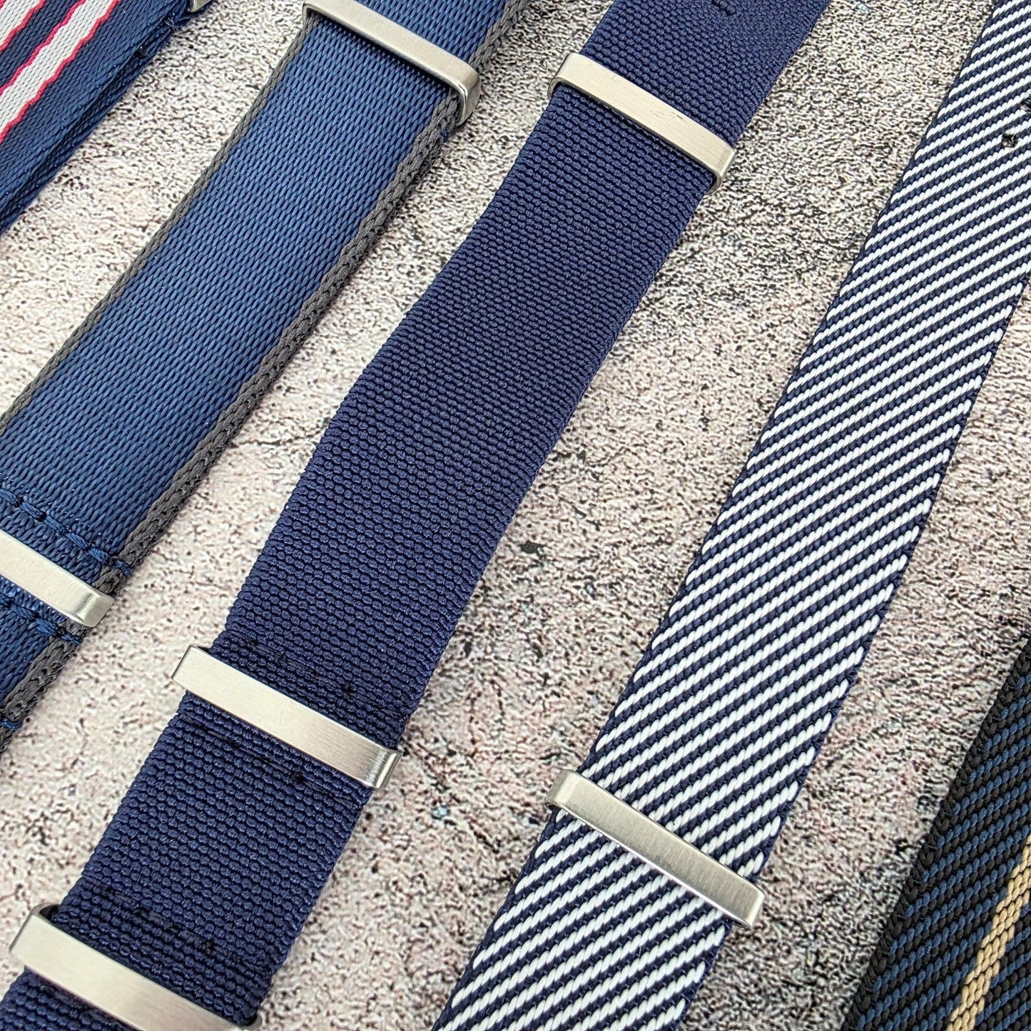 Job Lot of 5 Nylon Watch Straps Bands 22mm Military Blue For Tudor Buckle Mens - Wrist Envy
