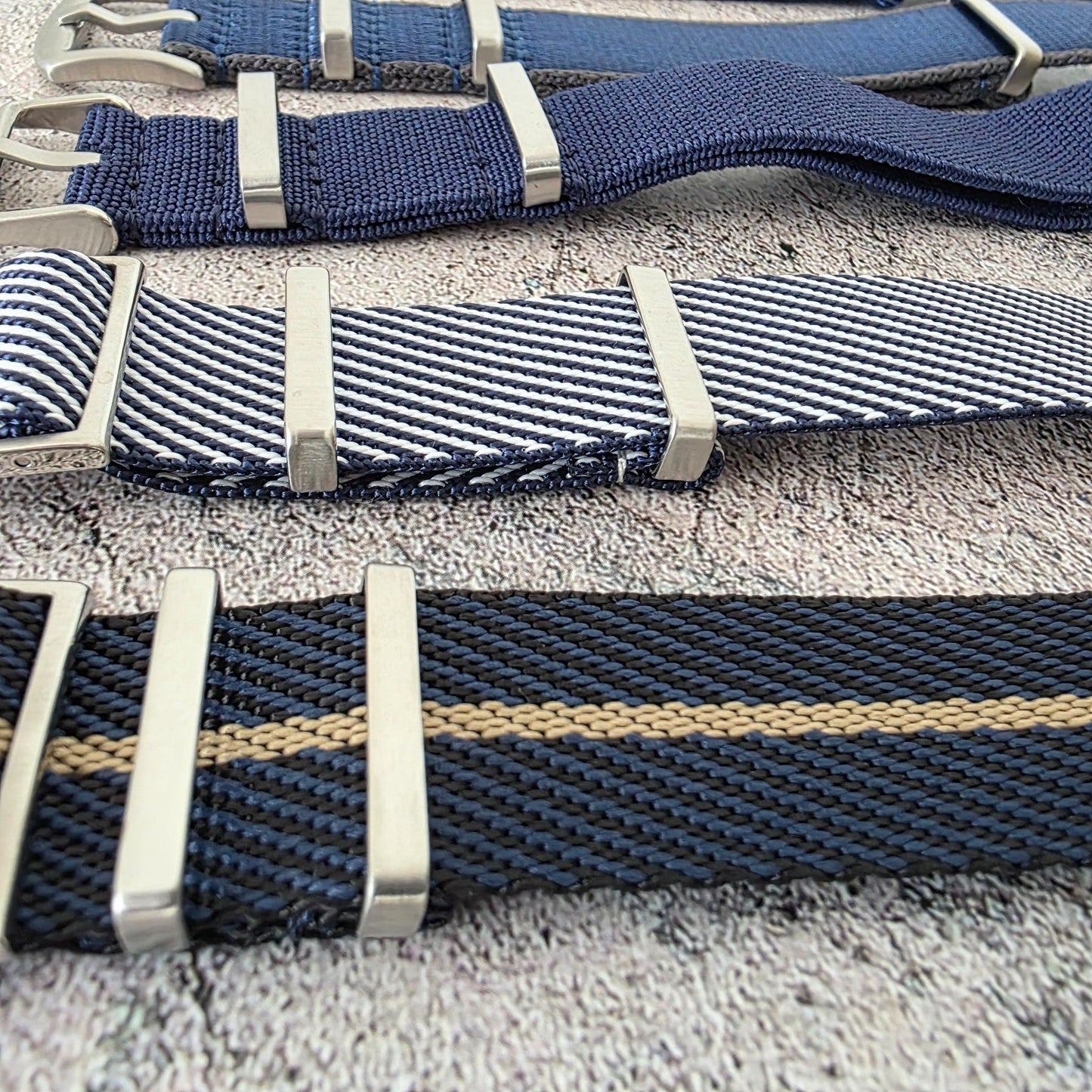 Job Lot of 5 Nylon Watch Straps Bands 22mm Military Blue For Tudor Buckle Mens - Wrist Envy