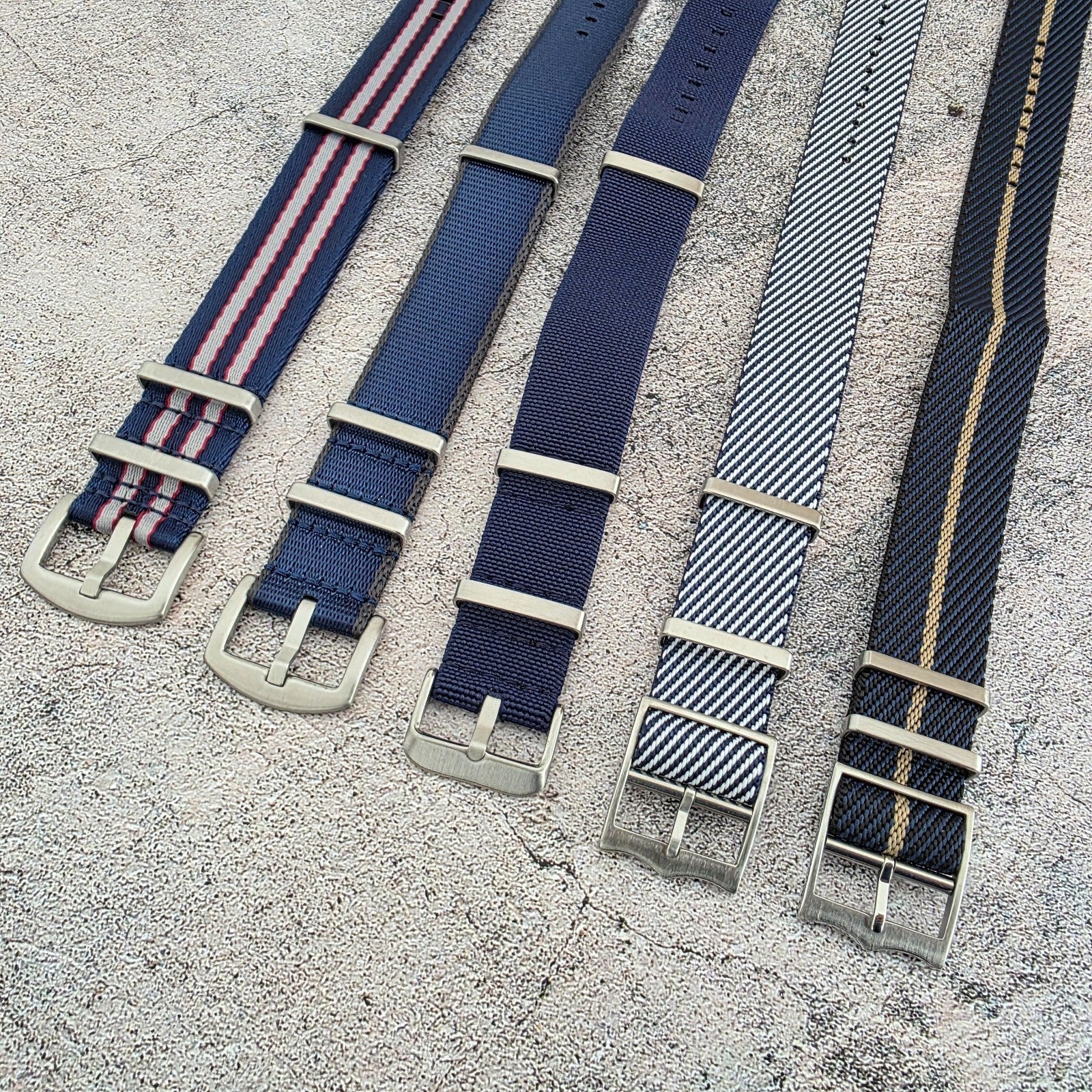 Job Lot of 5 Nylon Watch Straps Bands 22mm Military Blue For Tudor Buckle Mens - Wrist Envy
