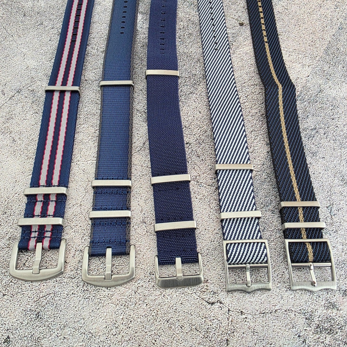 Job Lot of 5 Nylon Watch Straps Bands 22mm Military Blue For Tudor Buckle Mens - Wrist Envy