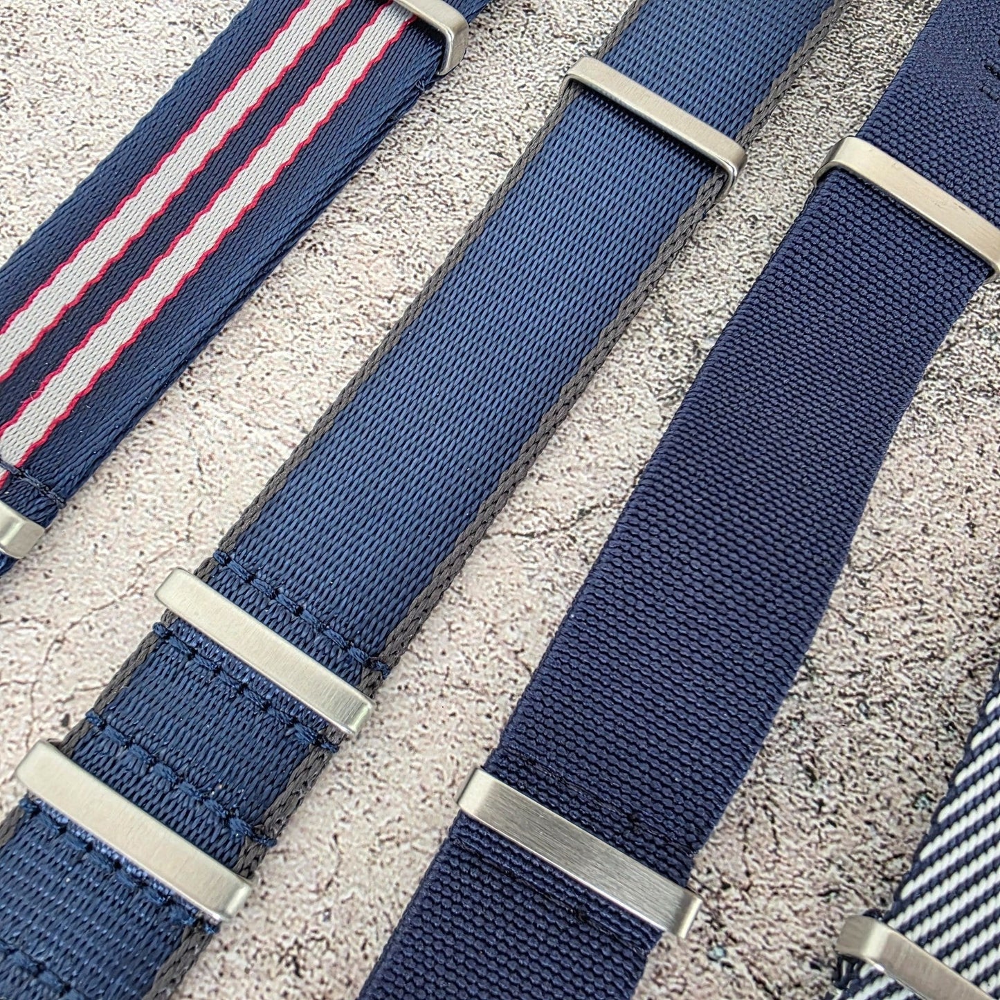 Job Lot of 5 Nylon Watch Straps Bands 22mm Military Blue For Tudor Buckle Mens - Wrist Envy