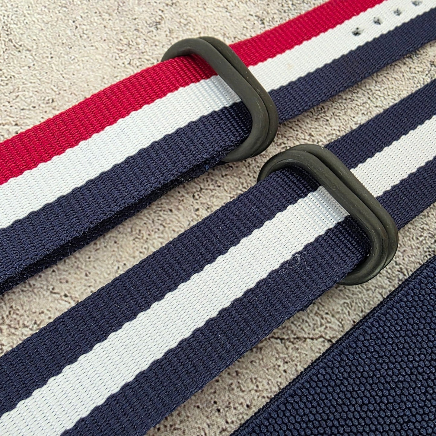 Job Lot of 5 Nylon Watch Straps Bands 22mm Military Blue For Tudor Buckle Red UK - Wrist Envy