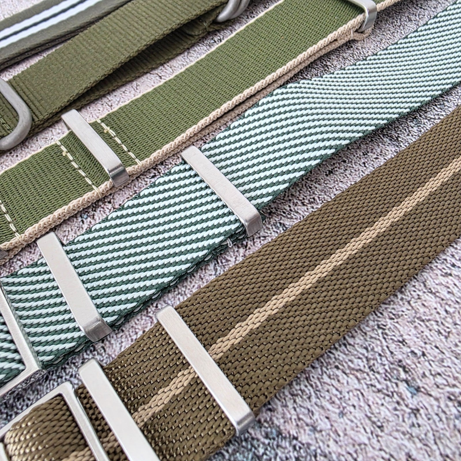 Job Lot of 5 Nylon Watch Straps Bands 22mm Military Green For Tudor Buckle Mens - Wrist Envy