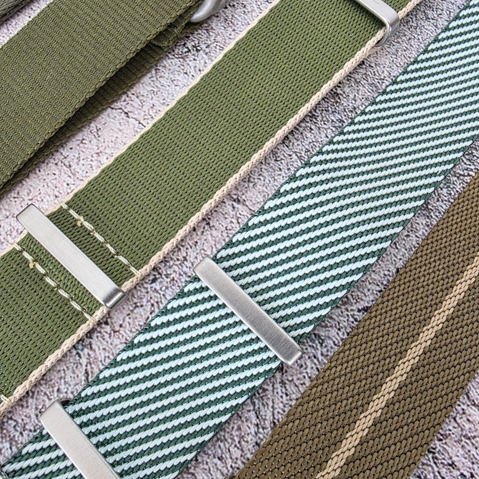 Job Lot of 5 Nylon Watch Straps Bands 22mm Military Green For Tudor Buckle Mens - Wrist Envy
