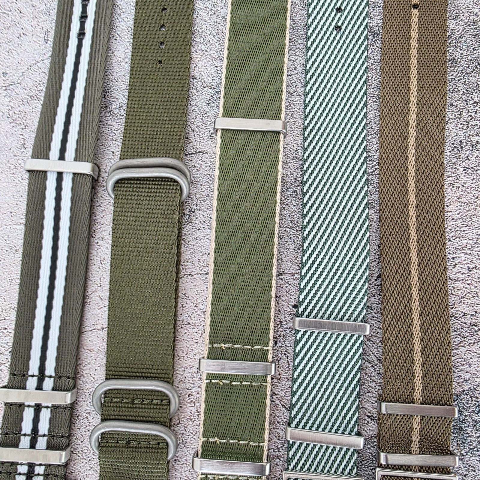 Job Lot of 5 Nylon Watch Straps Bands 22mm Military Green For Tudor Buckle Mens - Wrist Envy
