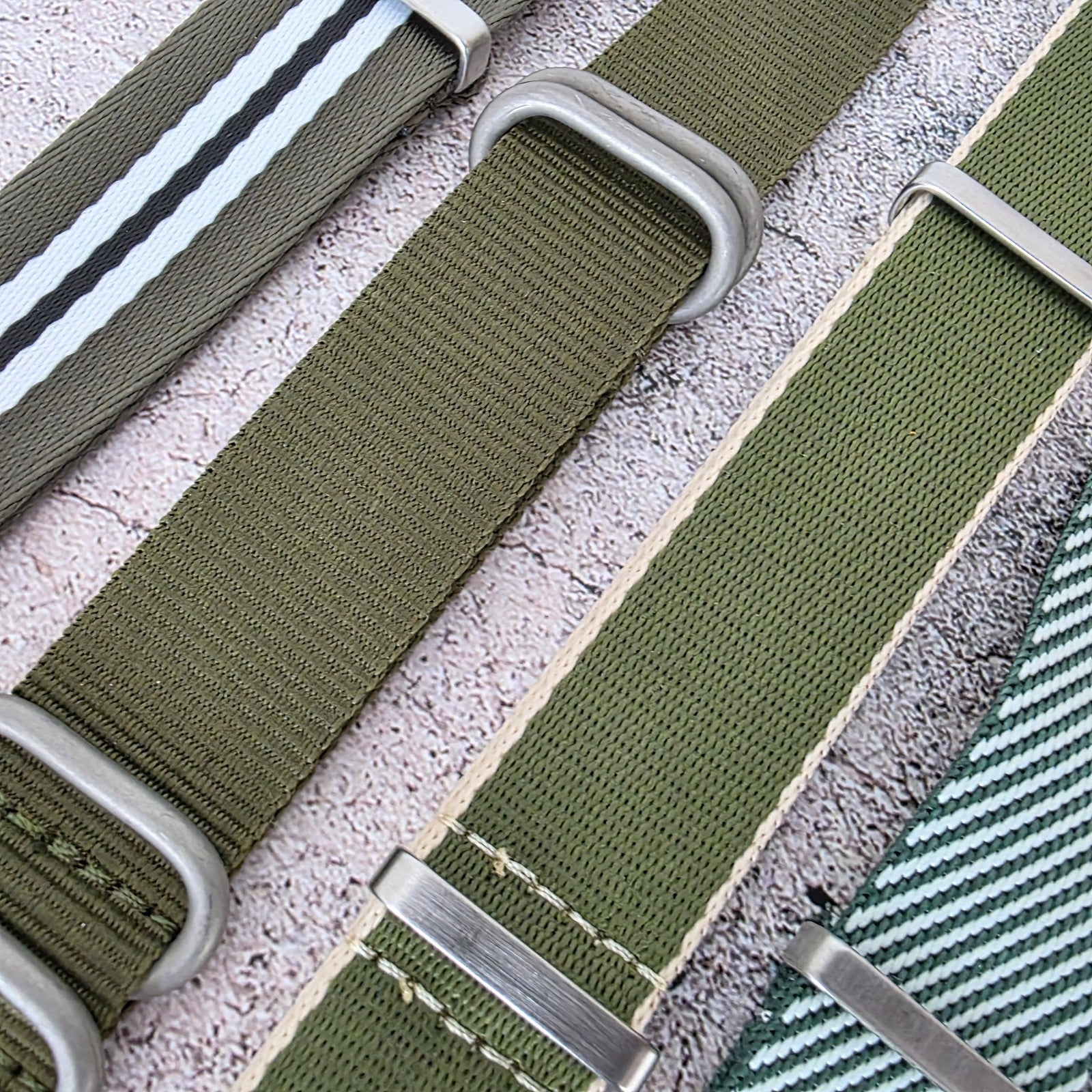Job Lot of 5 Nylon Watch Straps Bands 22mm Military Green For Tudor Buckle Mens - Wrist Envy