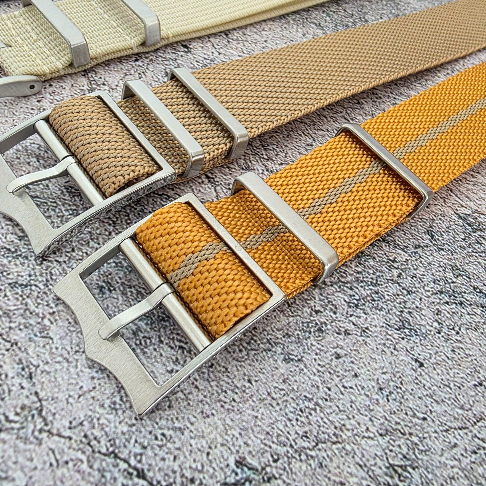 Job Lot of 5 Nylon Watch Straps Bands 22mm Military Khaki Beige Sand Yellow Uk - Wrist Envy