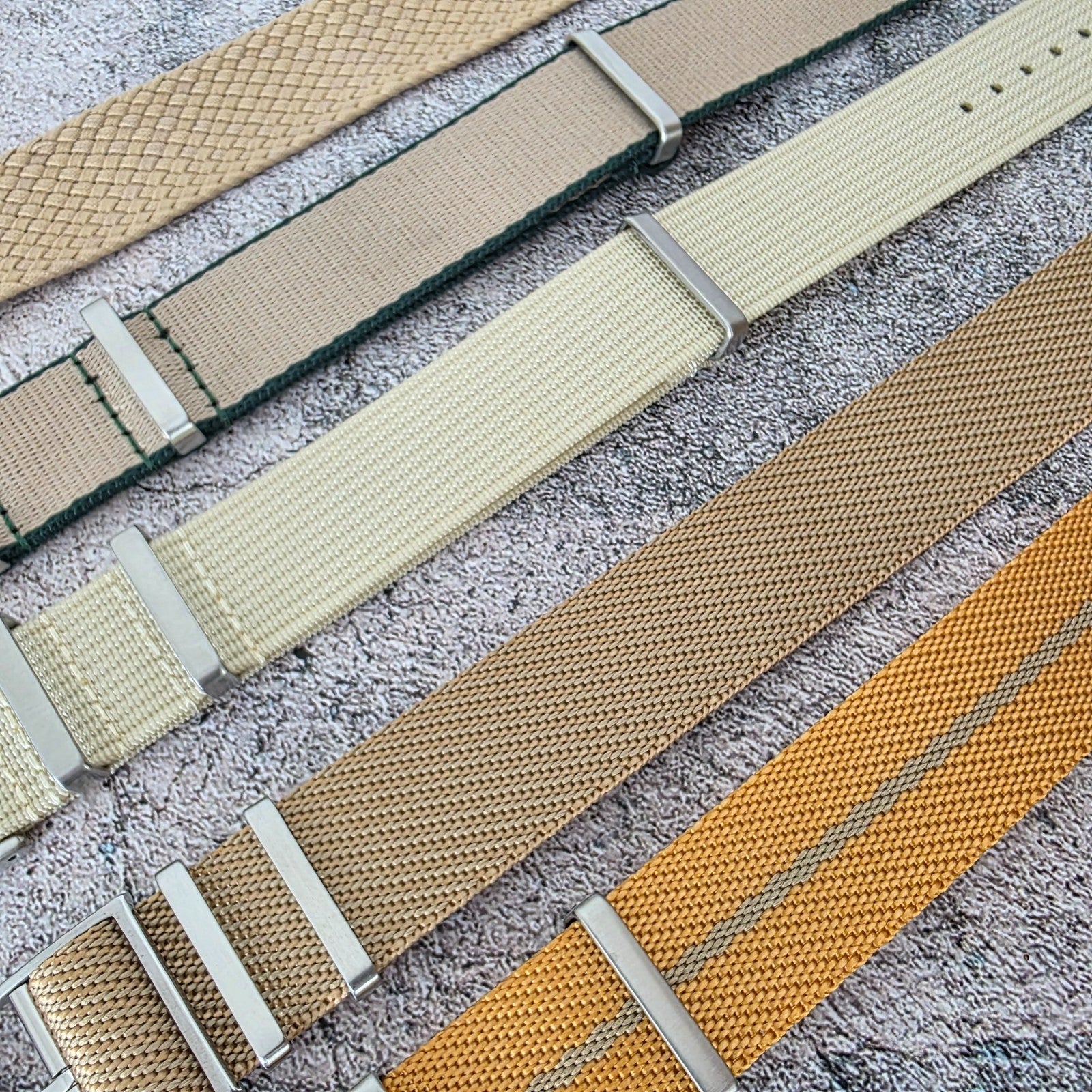Job Lot of 5 Nylon Watch Straps Bands 22mm Military Khaki Beige Sand Yellow Uk - Wrist Envy