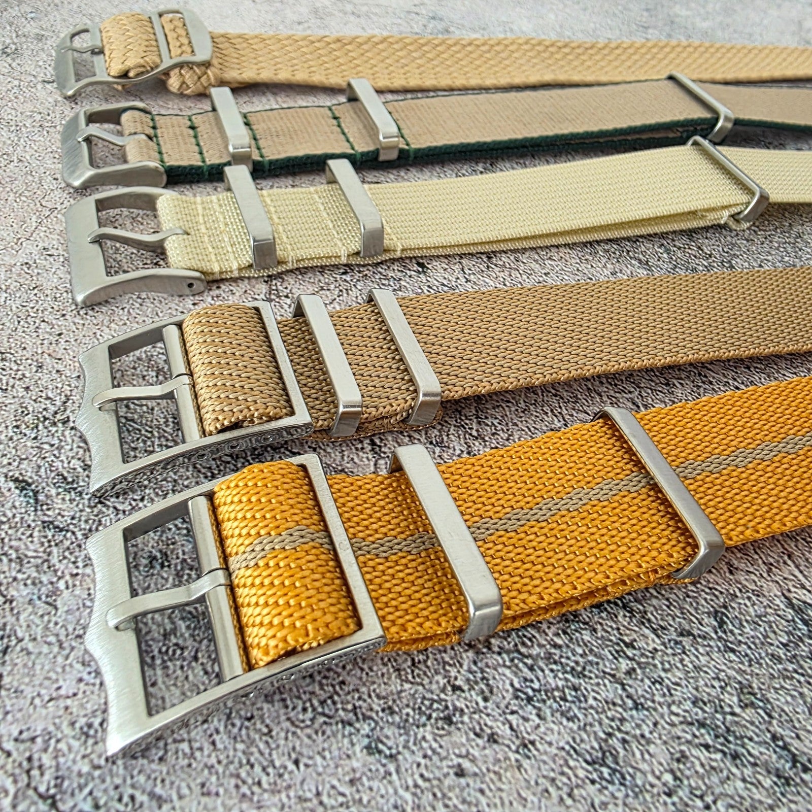 Job Lot of 5 Nylon Watch Straps Bands 22mm Military Khaki Beige Sand Yellow Uk - Wrist Envy