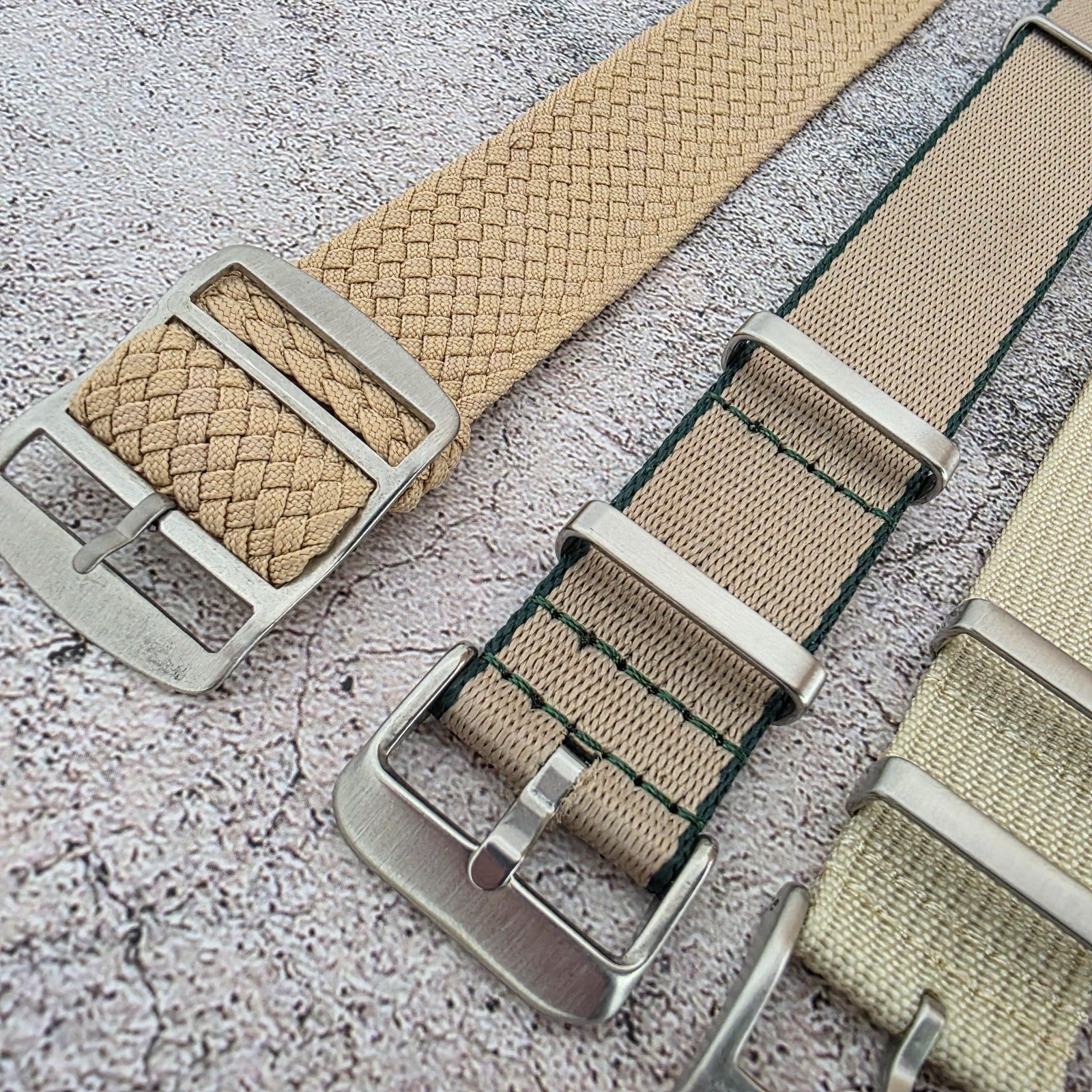 Job Lot of 5 Nylon Watch Straps Bands 22mm Military Khaki Beige Sand Yellow Uk - Wrist Envy