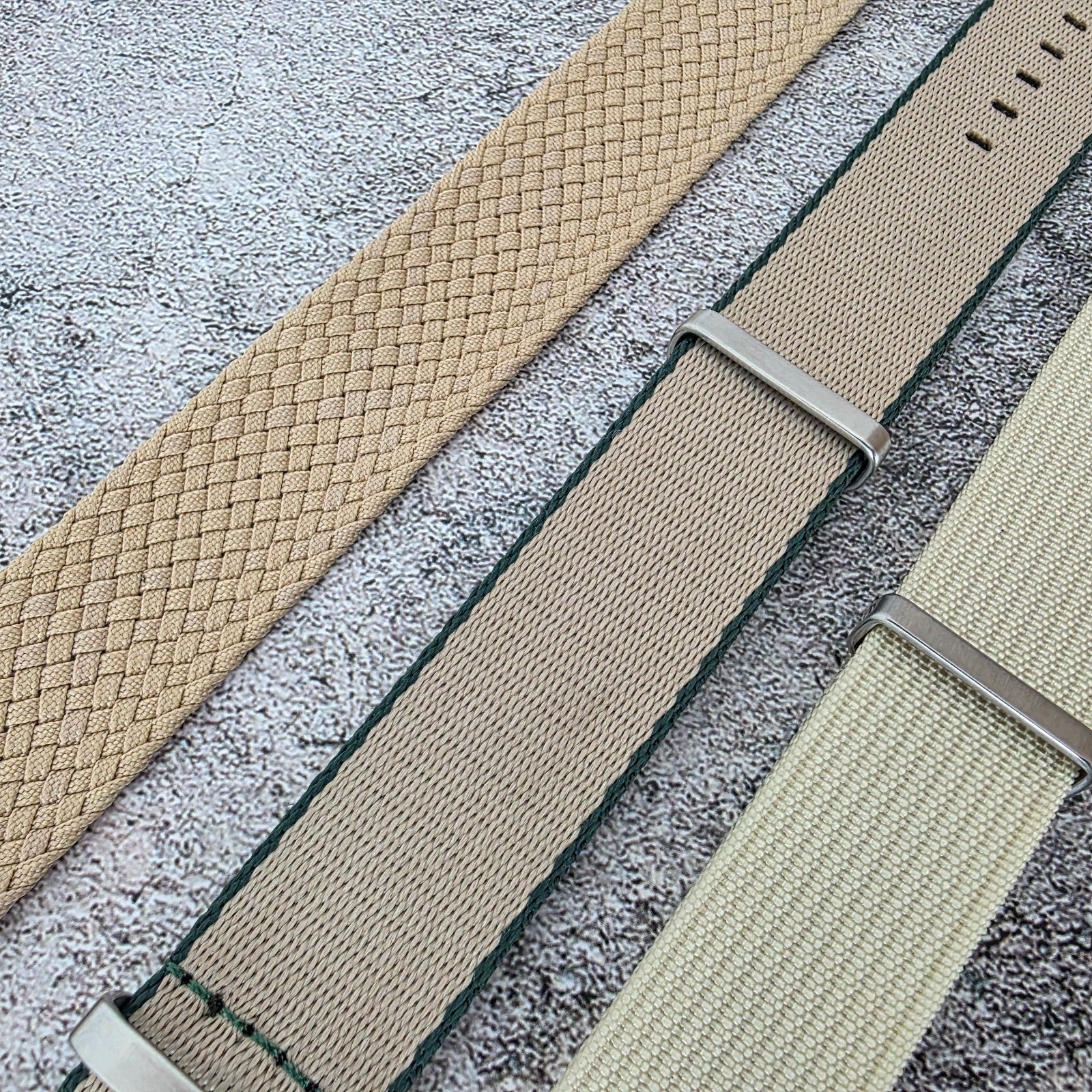 Job Lot of 5 Nylon Watch Straps Bands 22mm Military Khaki Beige Sand Yellow Uk - Wrist Envy