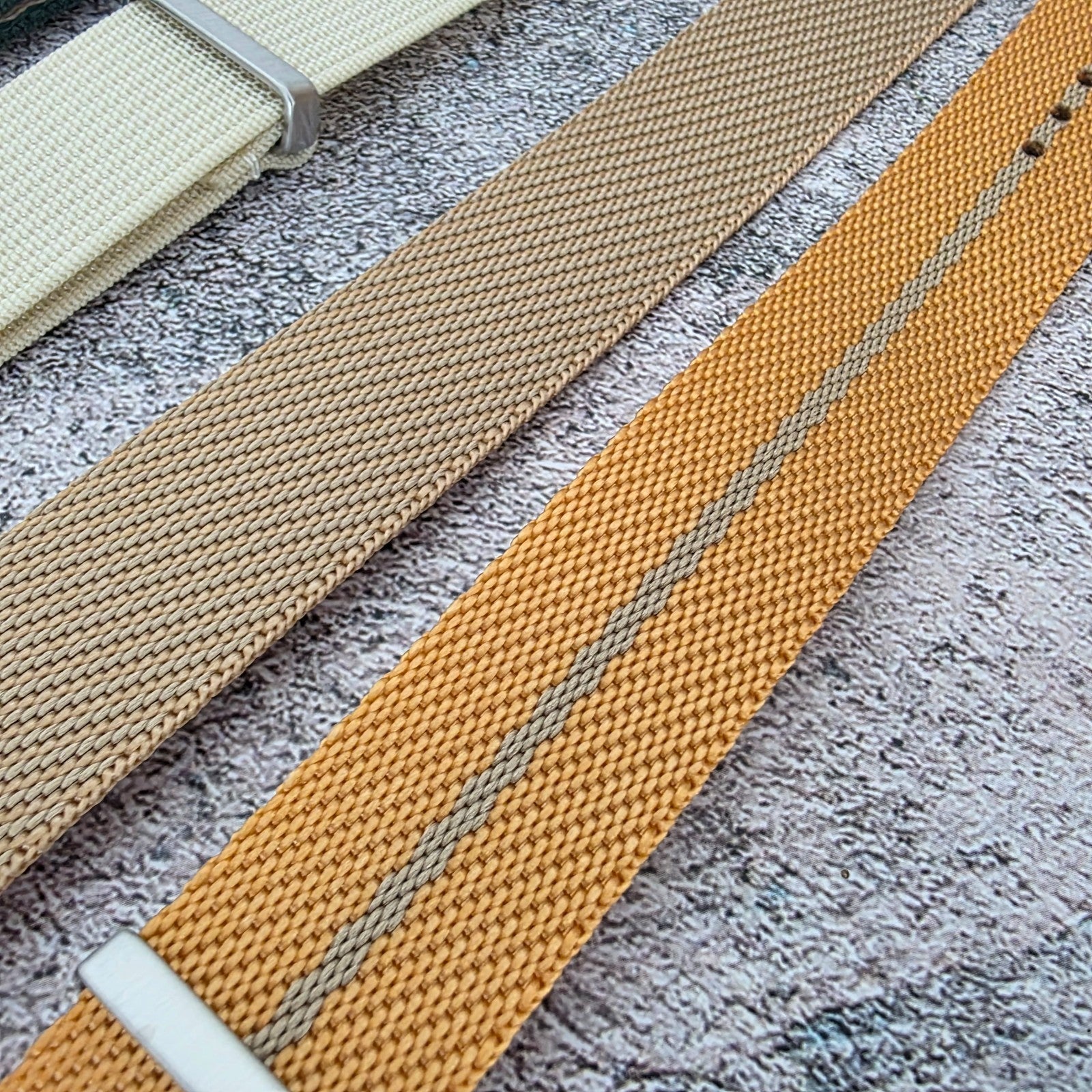 Job Lot of 5 Nylon Watch Straps Bands 22mm Military Khaki Beige Sand Yellow Uk - Wrist Envy
