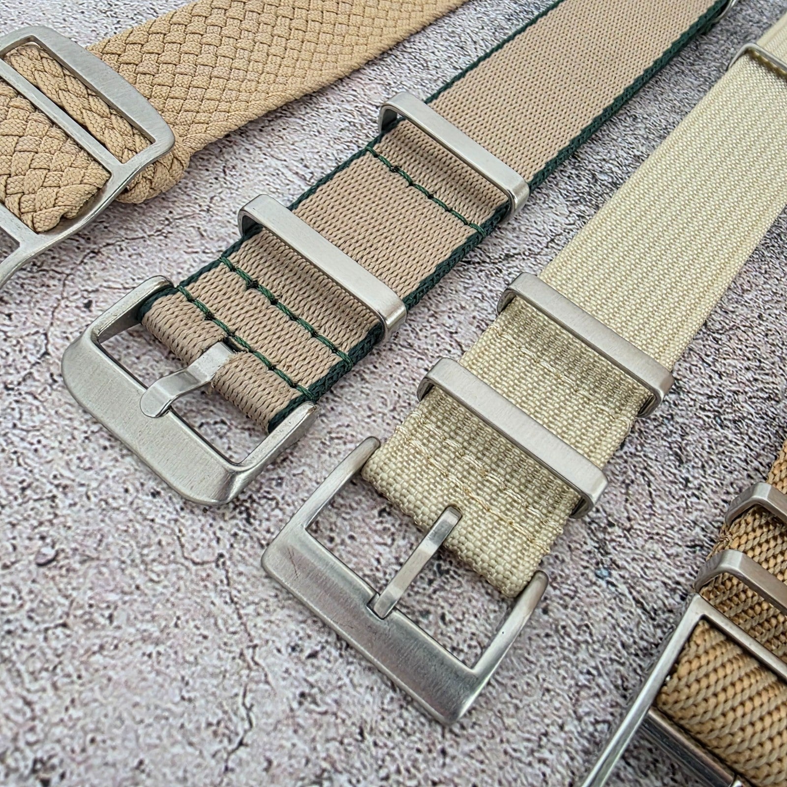 Job Lot of 5 Nylon Watch Straps Bands 22mm Military Khaki Beige Sand Yellow Uk - Wrist Envy