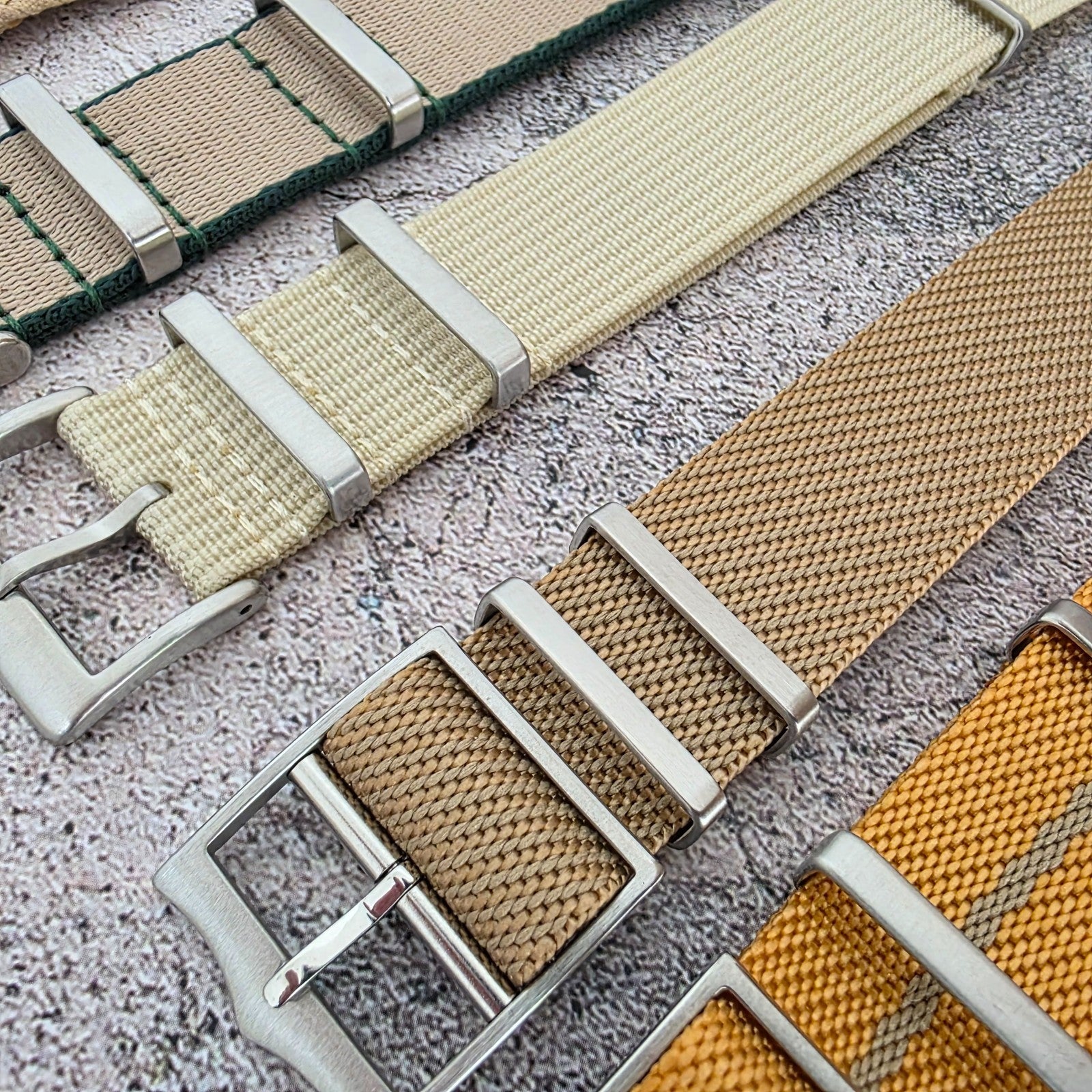 Job Lot of 5 Nylon Watch Straps Bands 22mm Military Khaki Beige Sand Yellow Uk - Wrist Envy