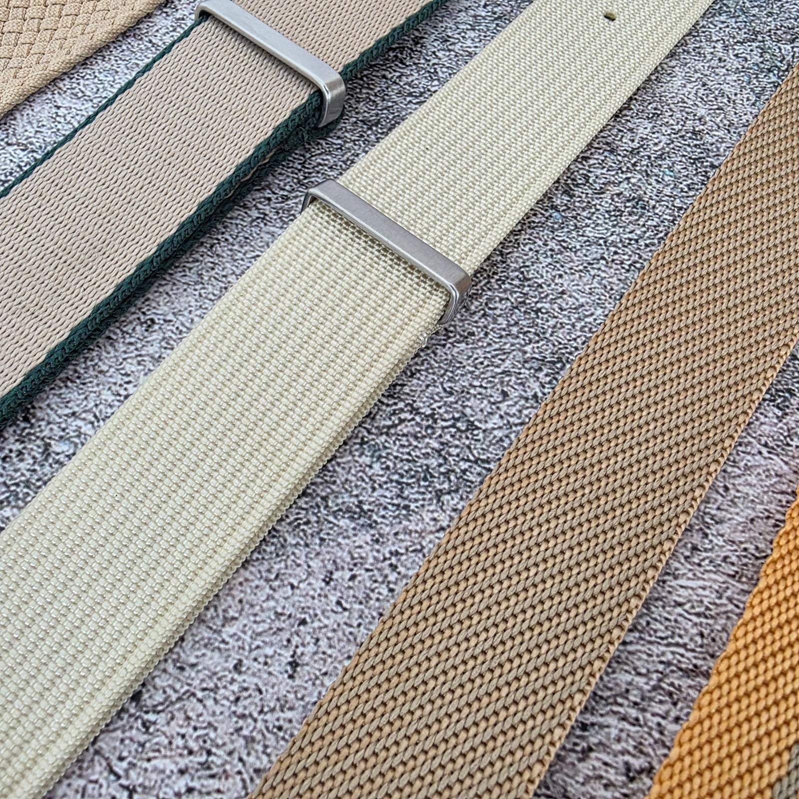 Job Lot of 5 Nylon Watch Straps Bands 22mm Military Khaki Beige Sand Yellow Uk - Wrist Envy