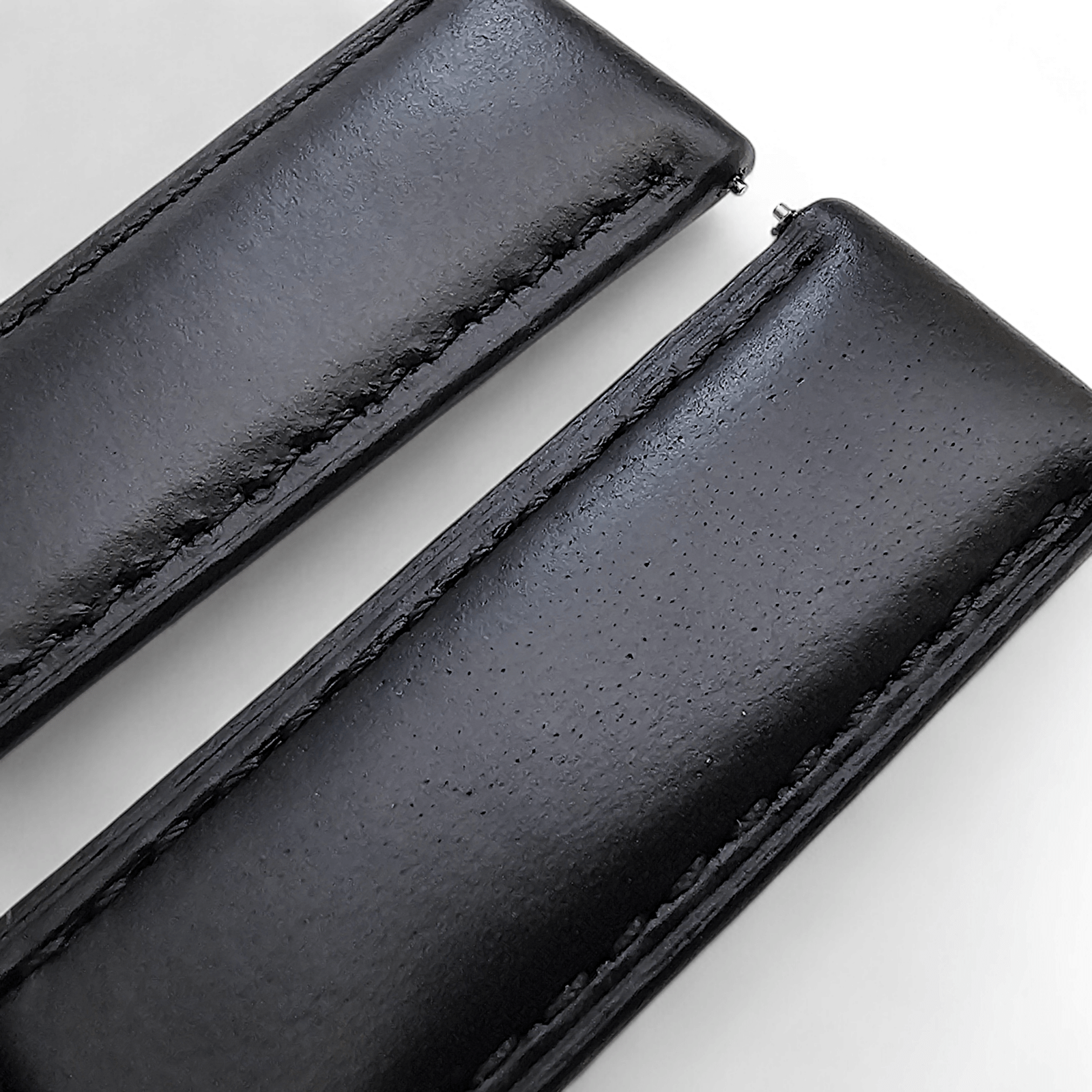 Leather Bund Watch Strap Handmade 20mm 22mm Black - Wrist Envy