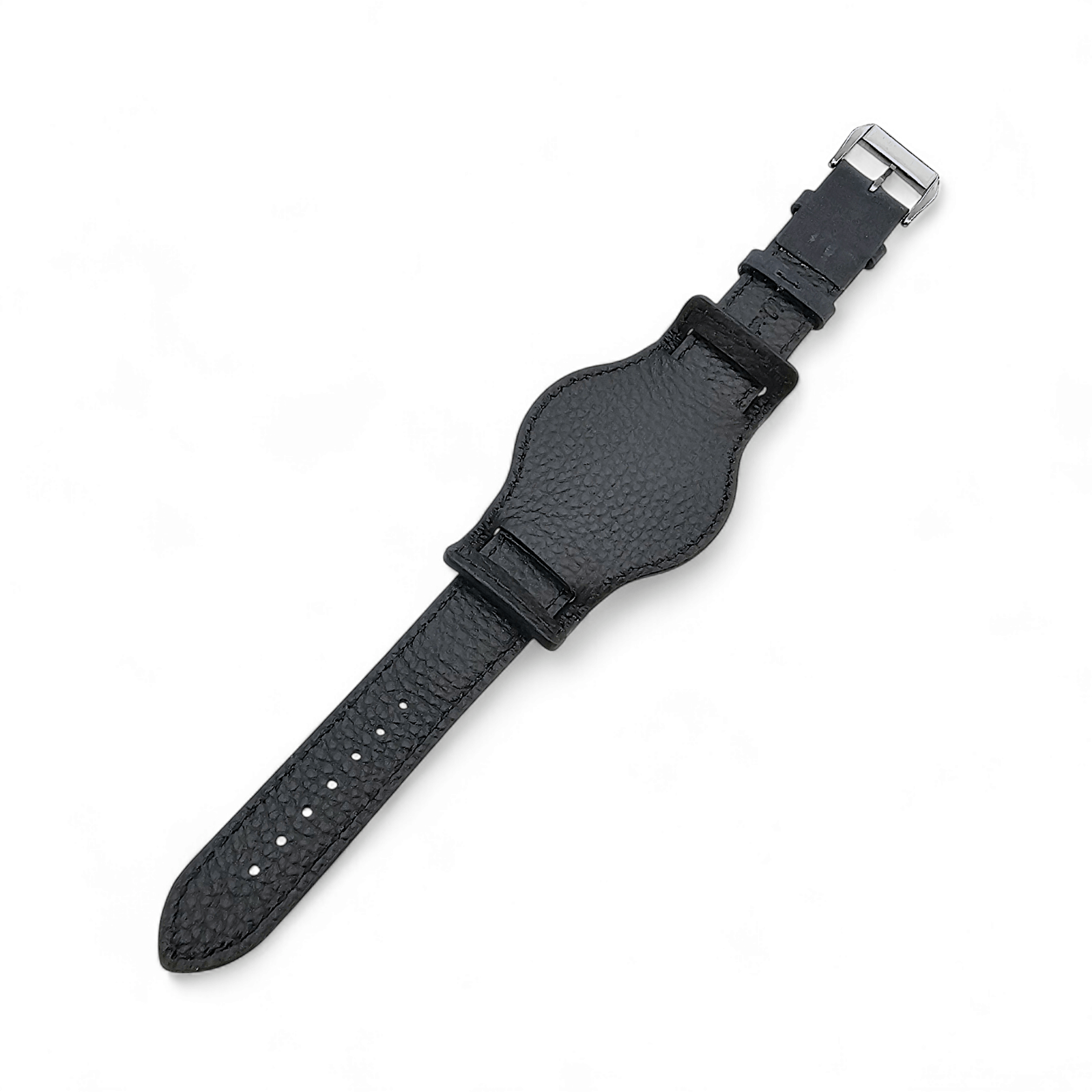 Leather Bund Watch Strap Handmade 20mm 22mm Black - Wrist Envy