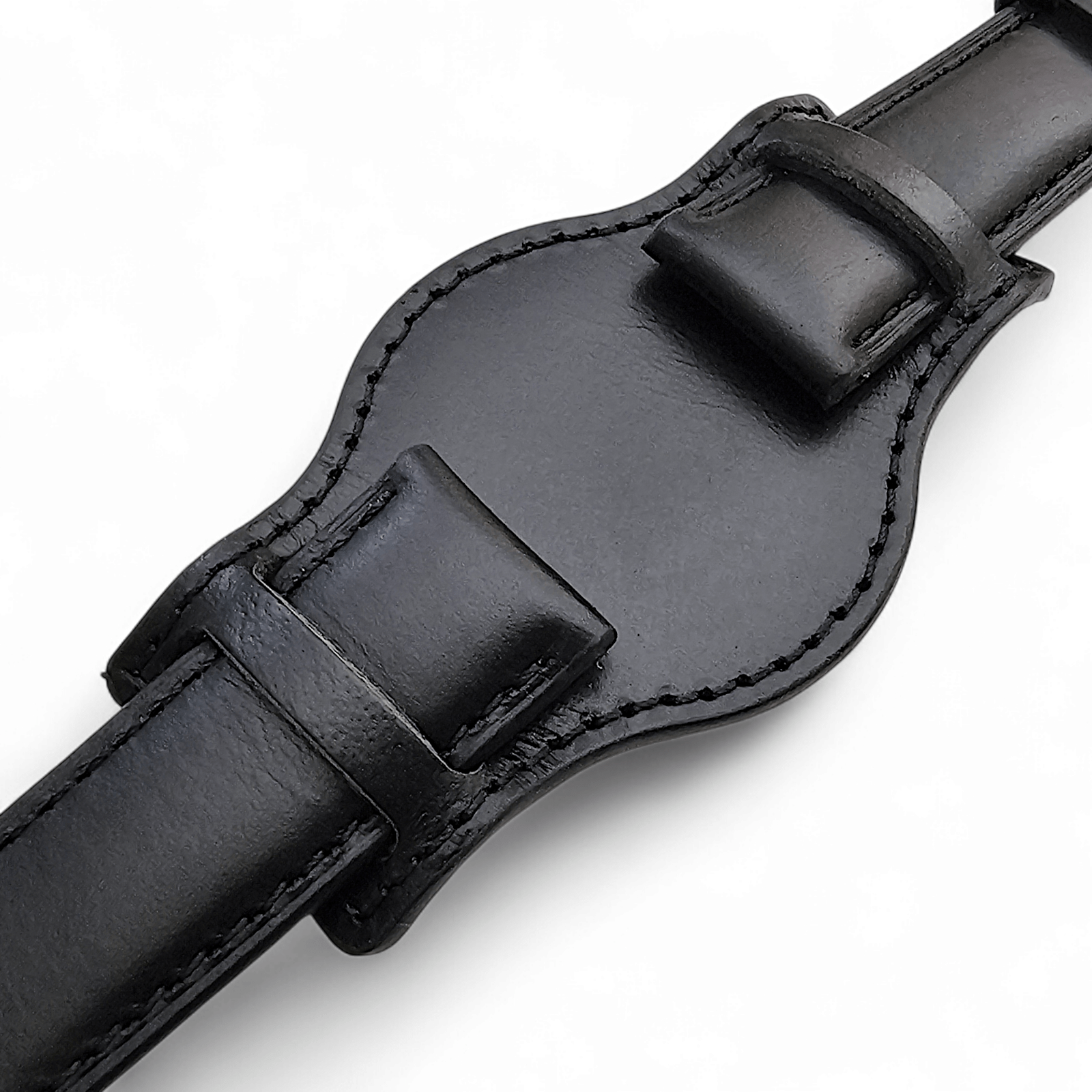 Leather Bund Watch Strap Handmade 20mm 22mm Black - Wrist Envy