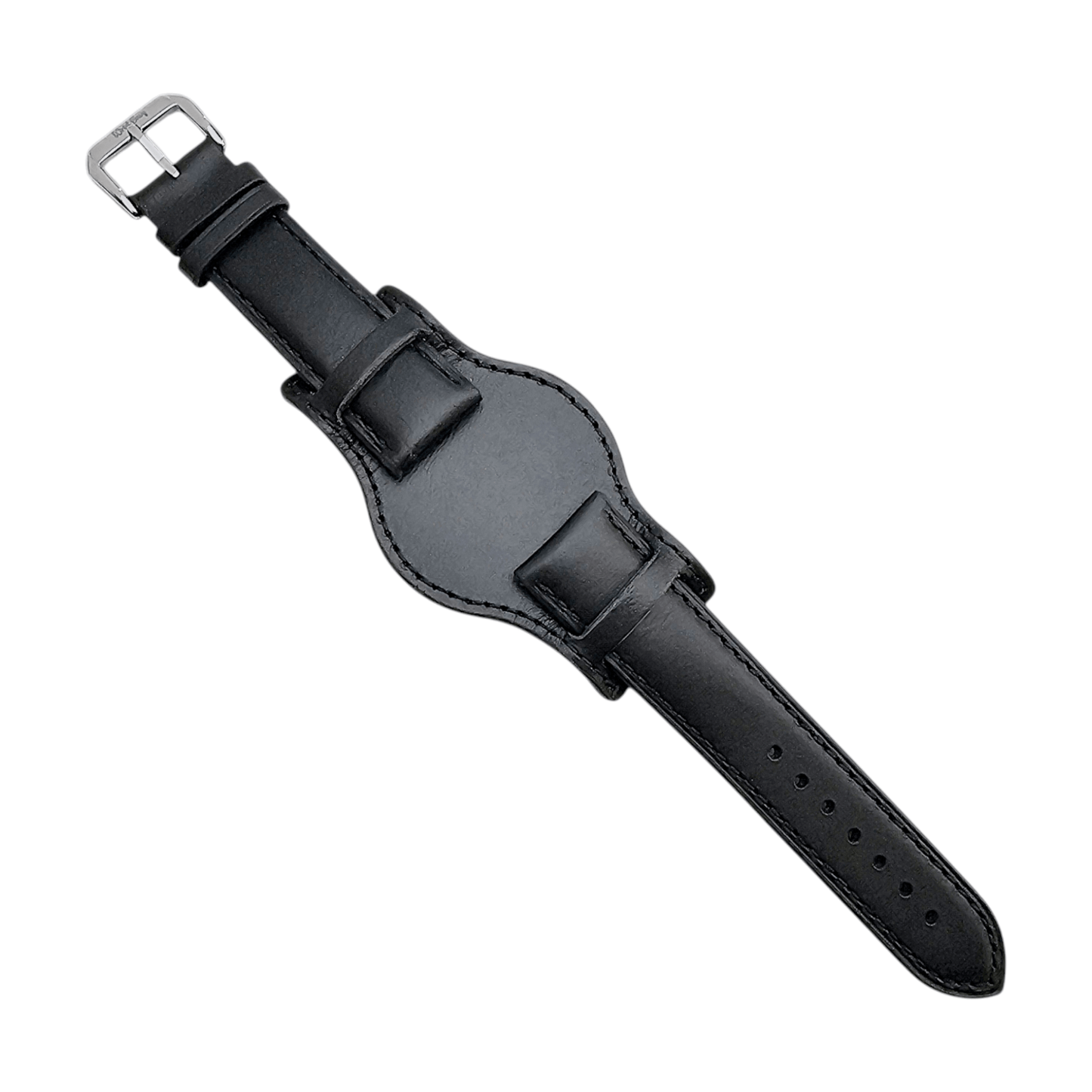 Leather Bund Watch Strap Handmade 20mm 22mm Black - Wrist Envy
