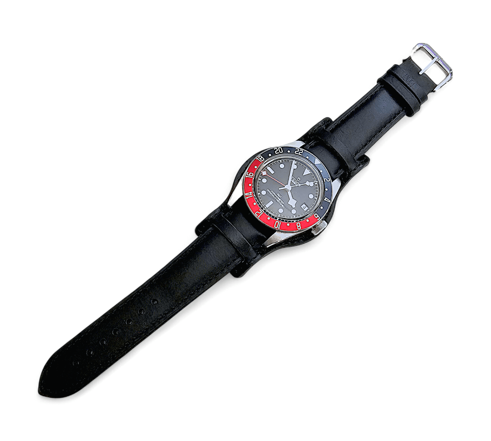 Leather Bund Watch Strap Handmade 20mm 22mm Black - Wrist Envy