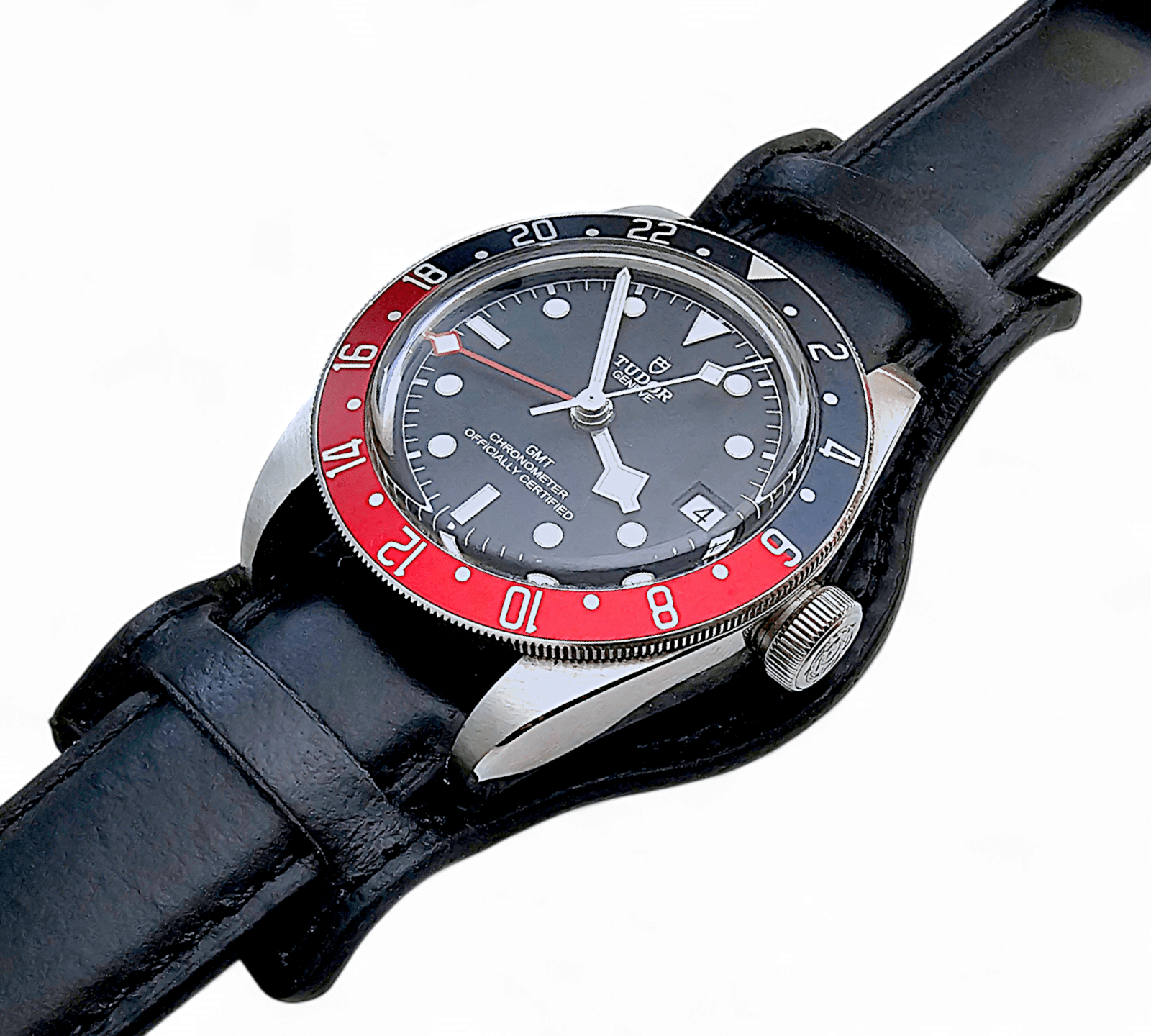 Leather Bund Watch Strap Handmade 20mm 22mm Black - Wrist Envy