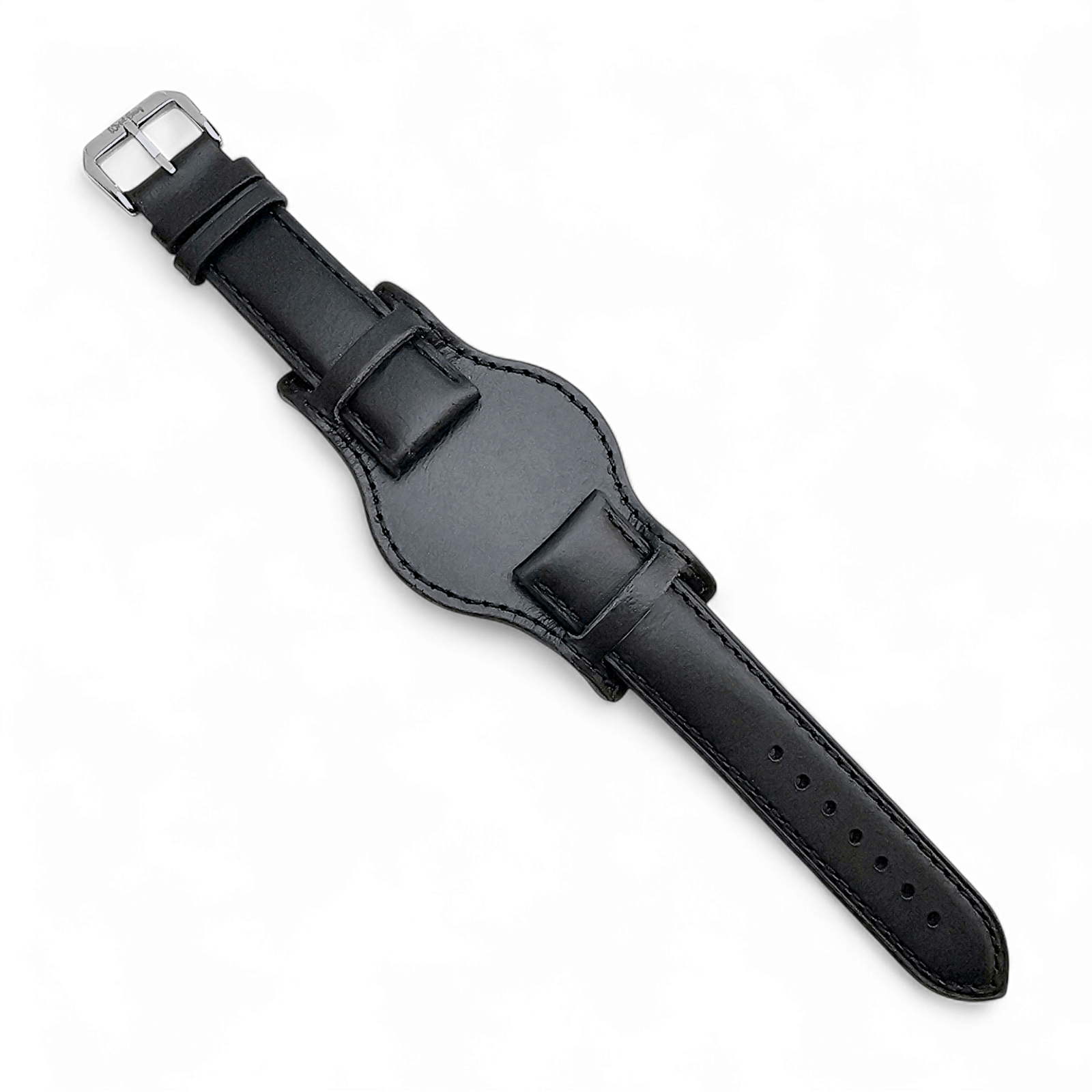 Leather Bund Watch Strap Handmade 20mm 22mm Black - Wrist Envy