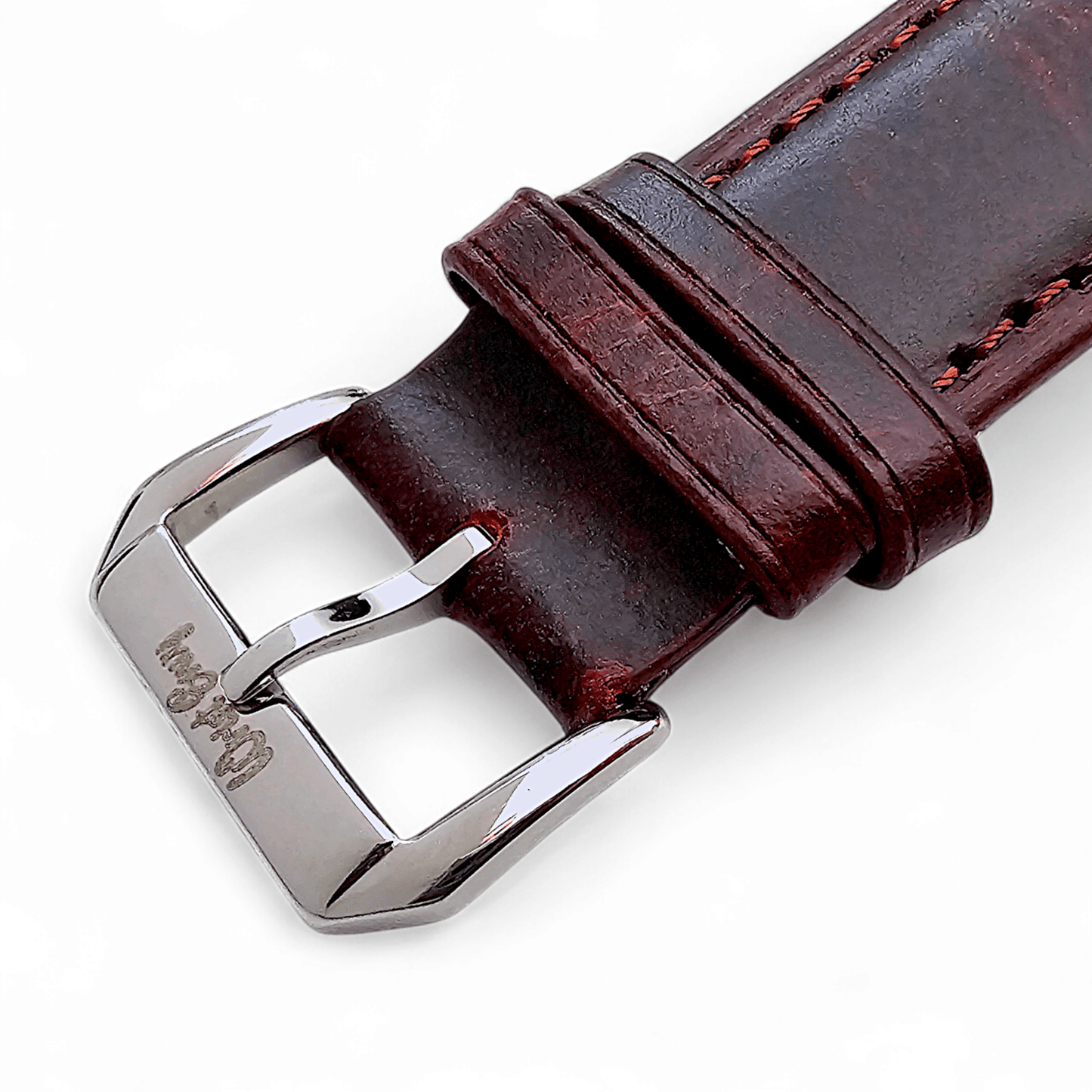Leather Bund Watch Strap Handmade 20mm 22mm Burgundy Red - Wrist Envy