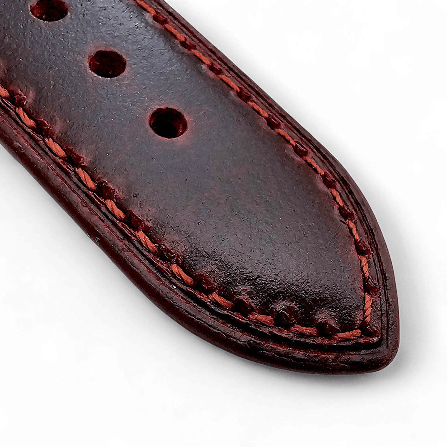 Leather Bund Watch Strap Handmade 20mm 22mm Burgundy Red - Wrist Envy