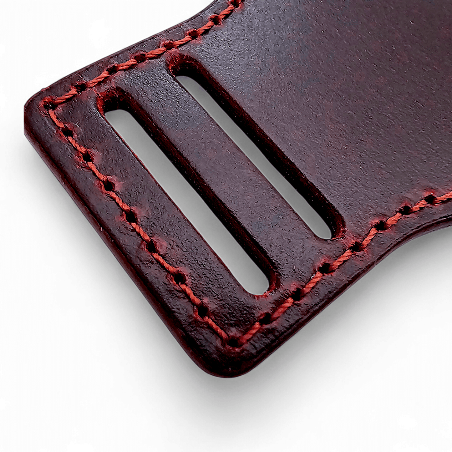 Leather Bund Watch Strap Handmade 20mm 22mm Burgundy Red - Wrist Envy