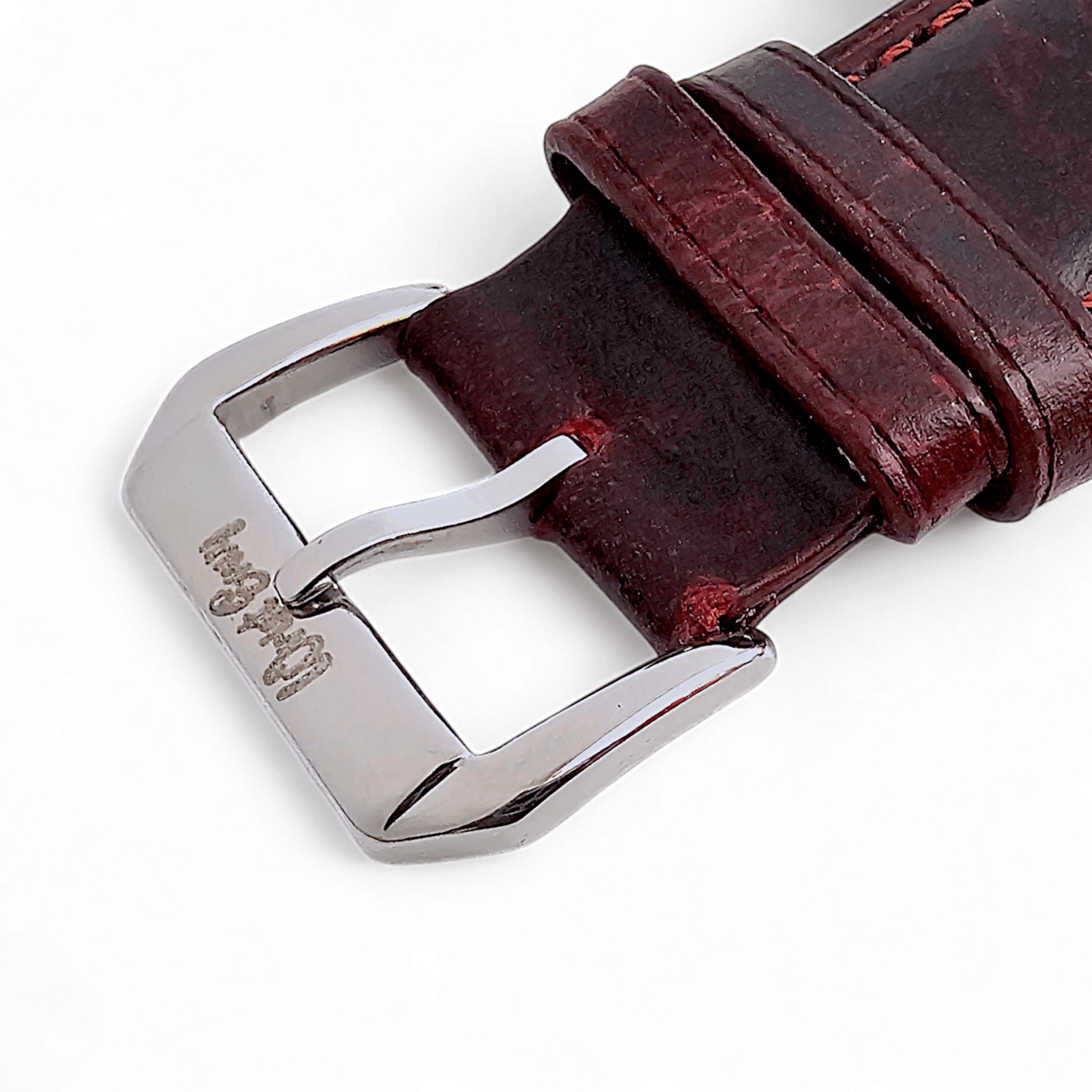 Leather Bund Watch Strap Handmade 20mm 22mm Burgundy Red - Wrist Envy