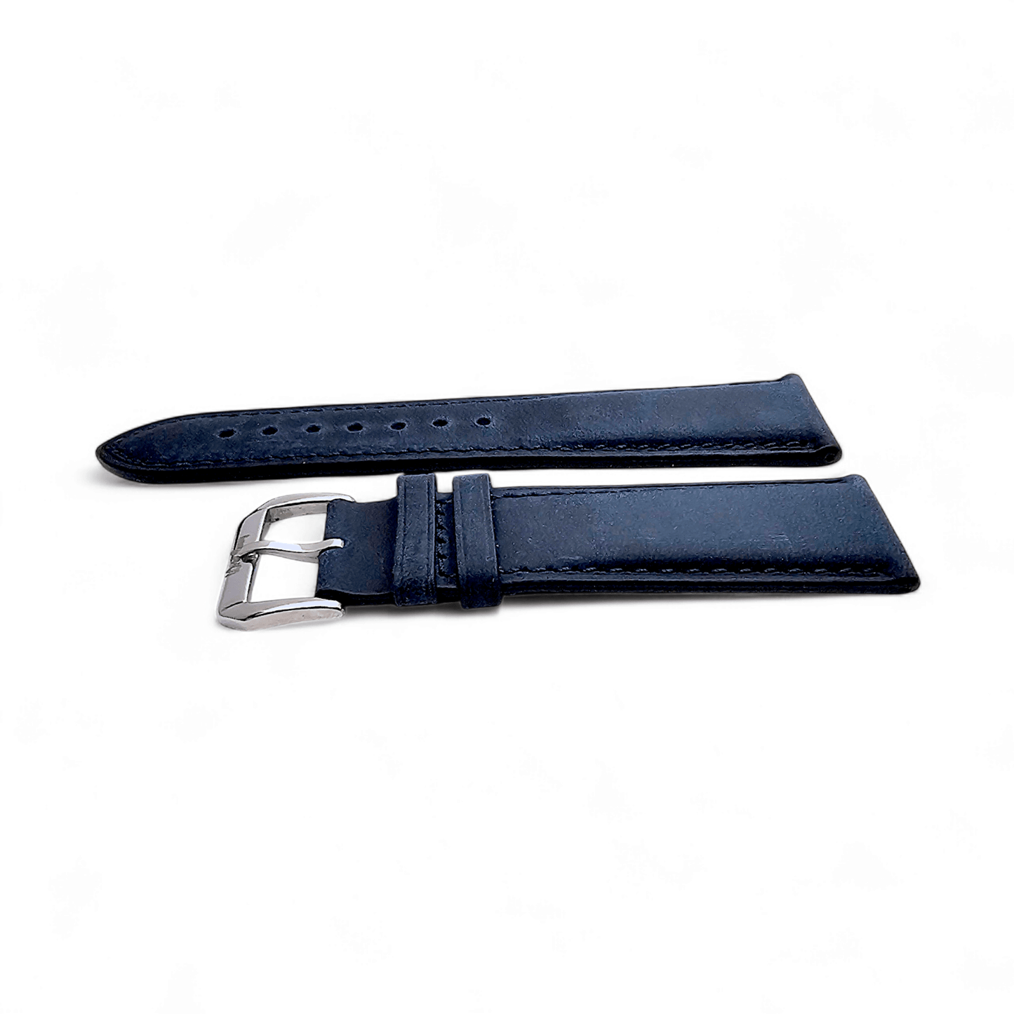 Leather Bund Watch Strap Handmade 20mm 22mm Navy Blue - Wrist Envy