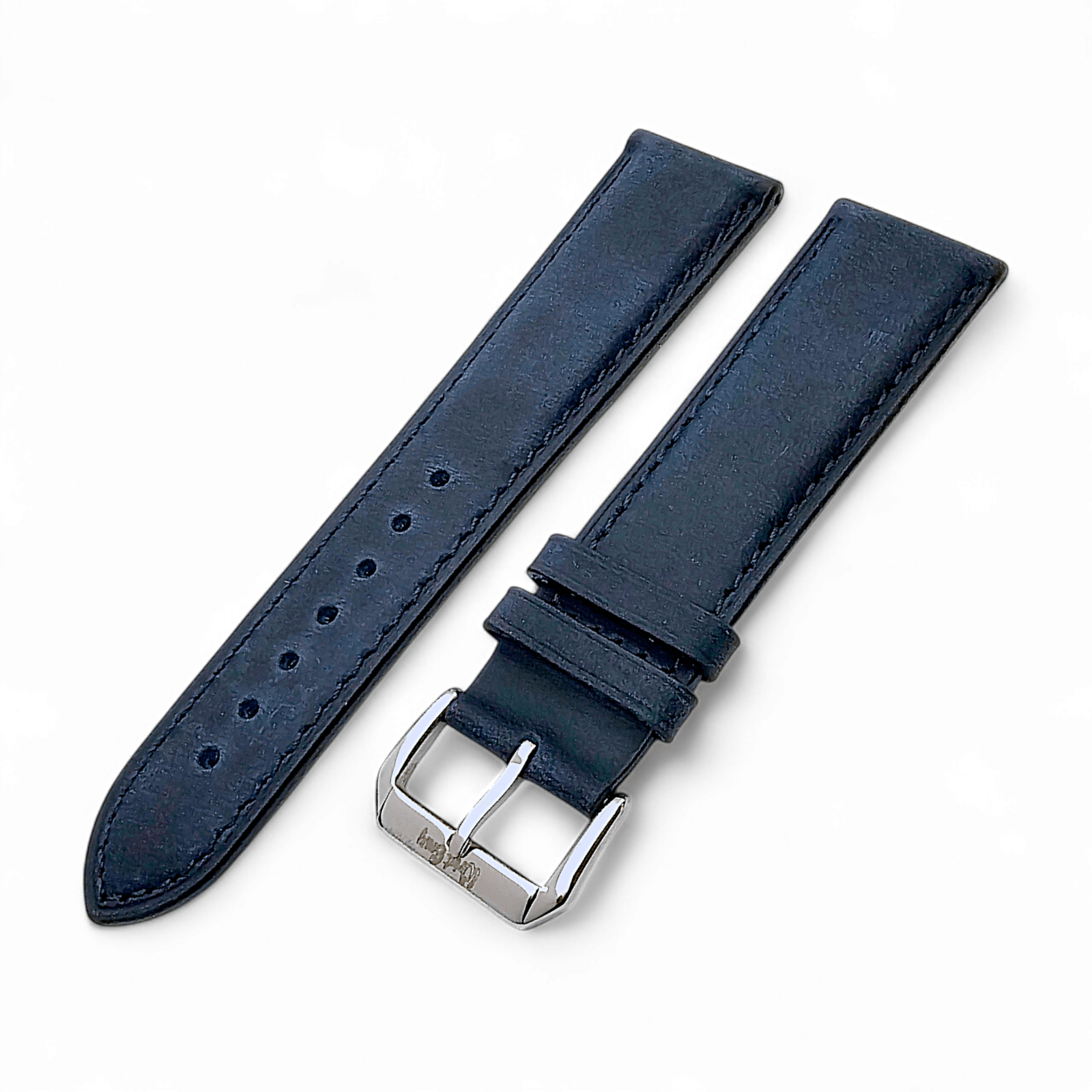 Leather Bund Watch Strap Handmade 20mm 22mm Navy Blue - Wrist Envy