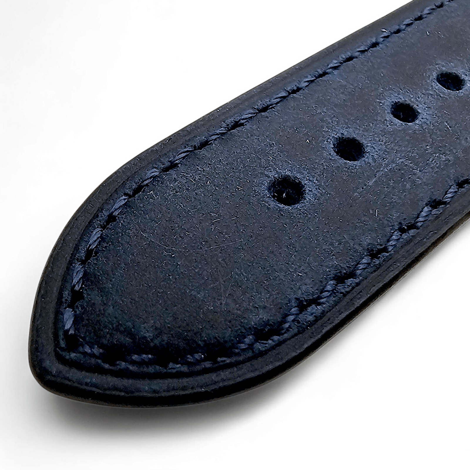 Leather Bund Watch Strap Handmade 20mm 22mm Navy Blue - Wrist Envy