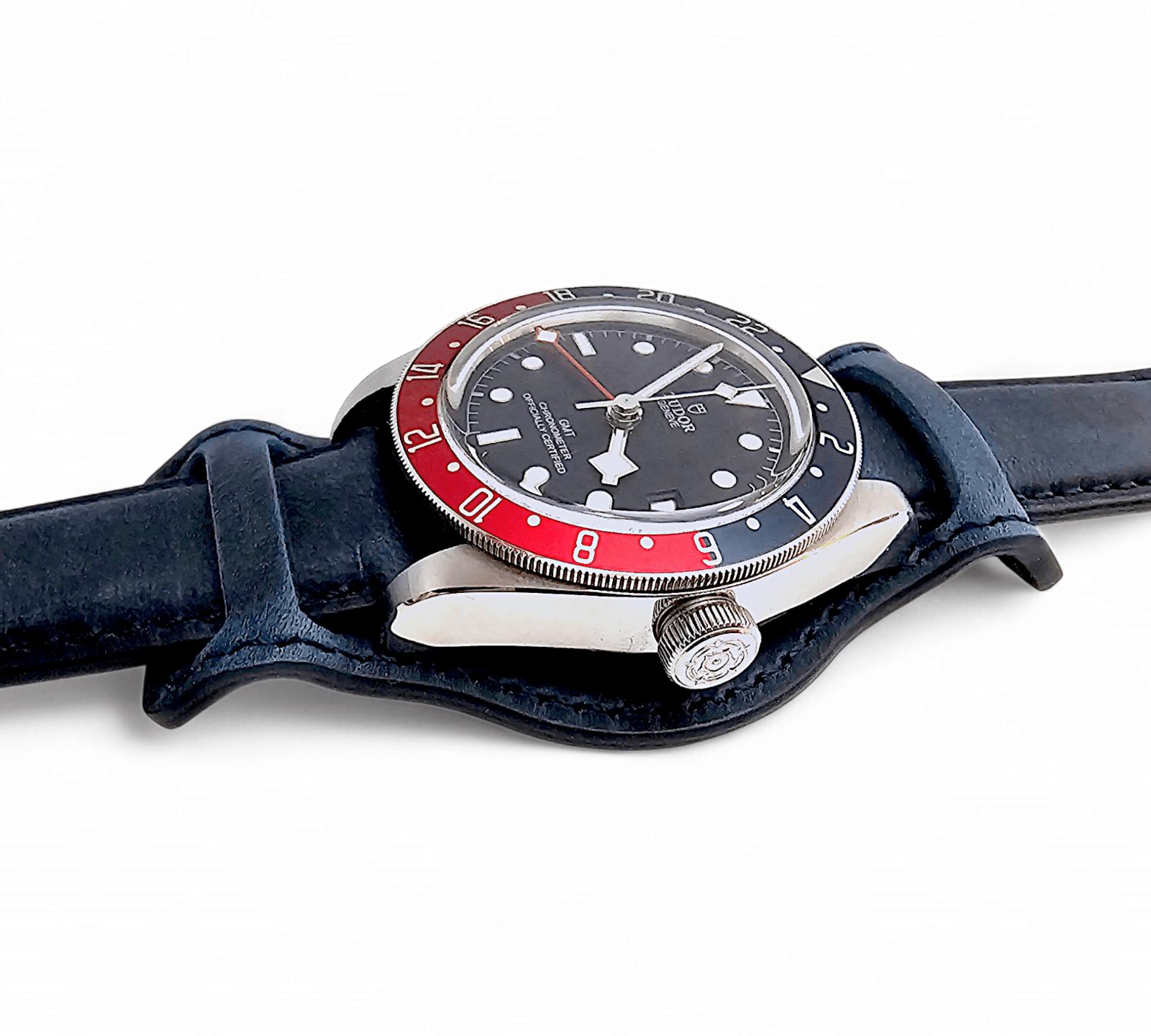 Leather Bund Watch Strap Handmade 20mm 22mm Navy Blue - Wrist Envy