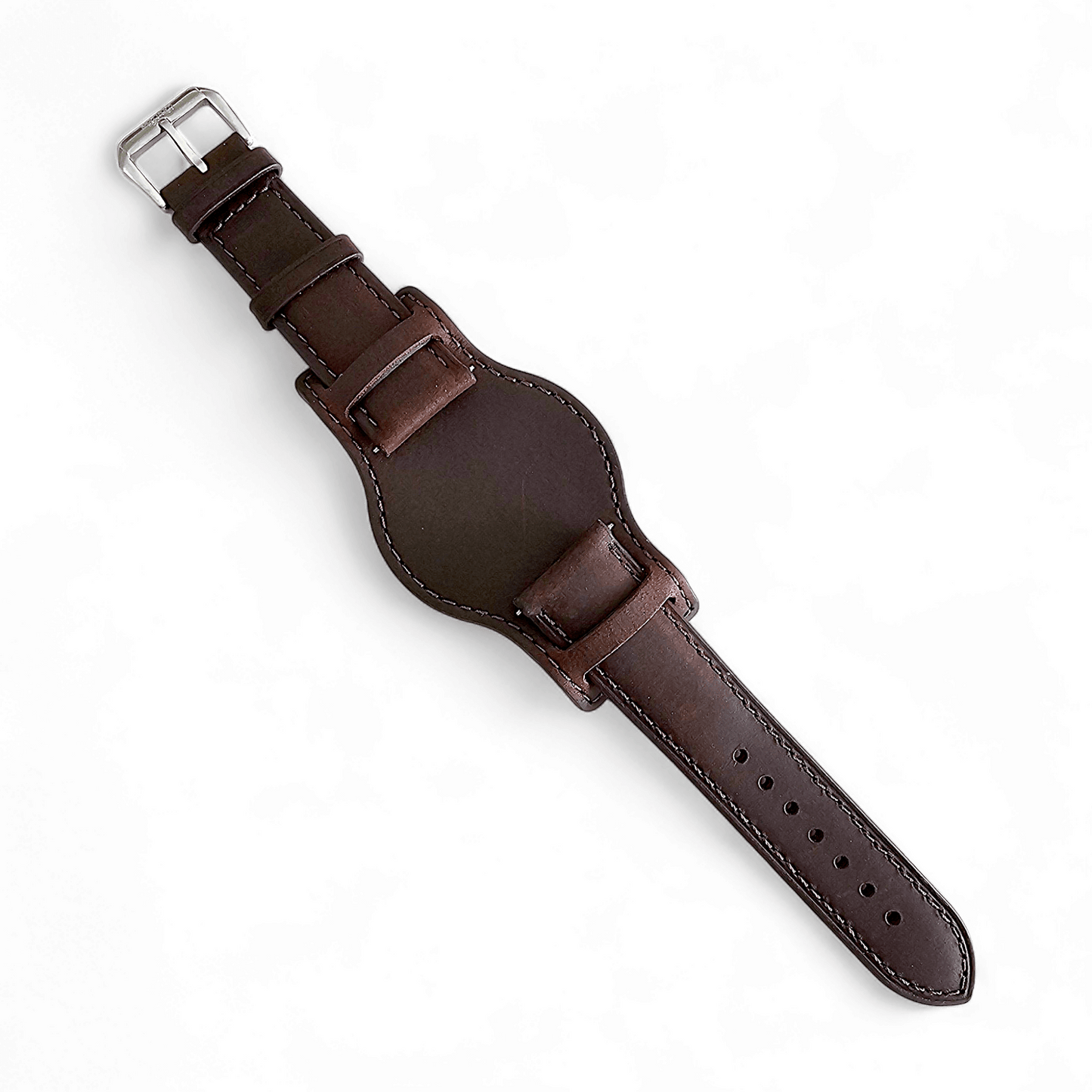 Leather Bund Watch Strap Handmade Military 20mm 22mm Chocolate Brown - Wrist Envy